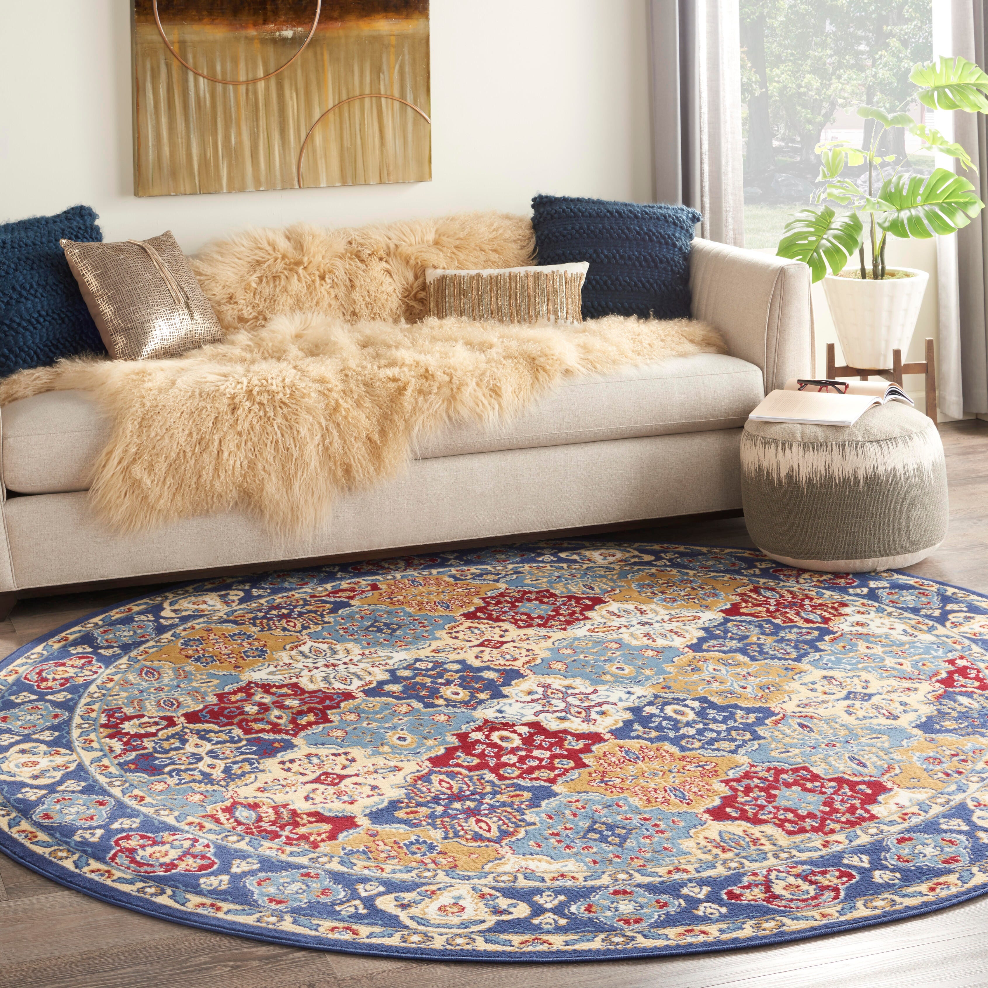 Nourison Home Nourison Grafix 8' x ROUND Multicolor Bohemian Indoor Rug, Multi, rollover