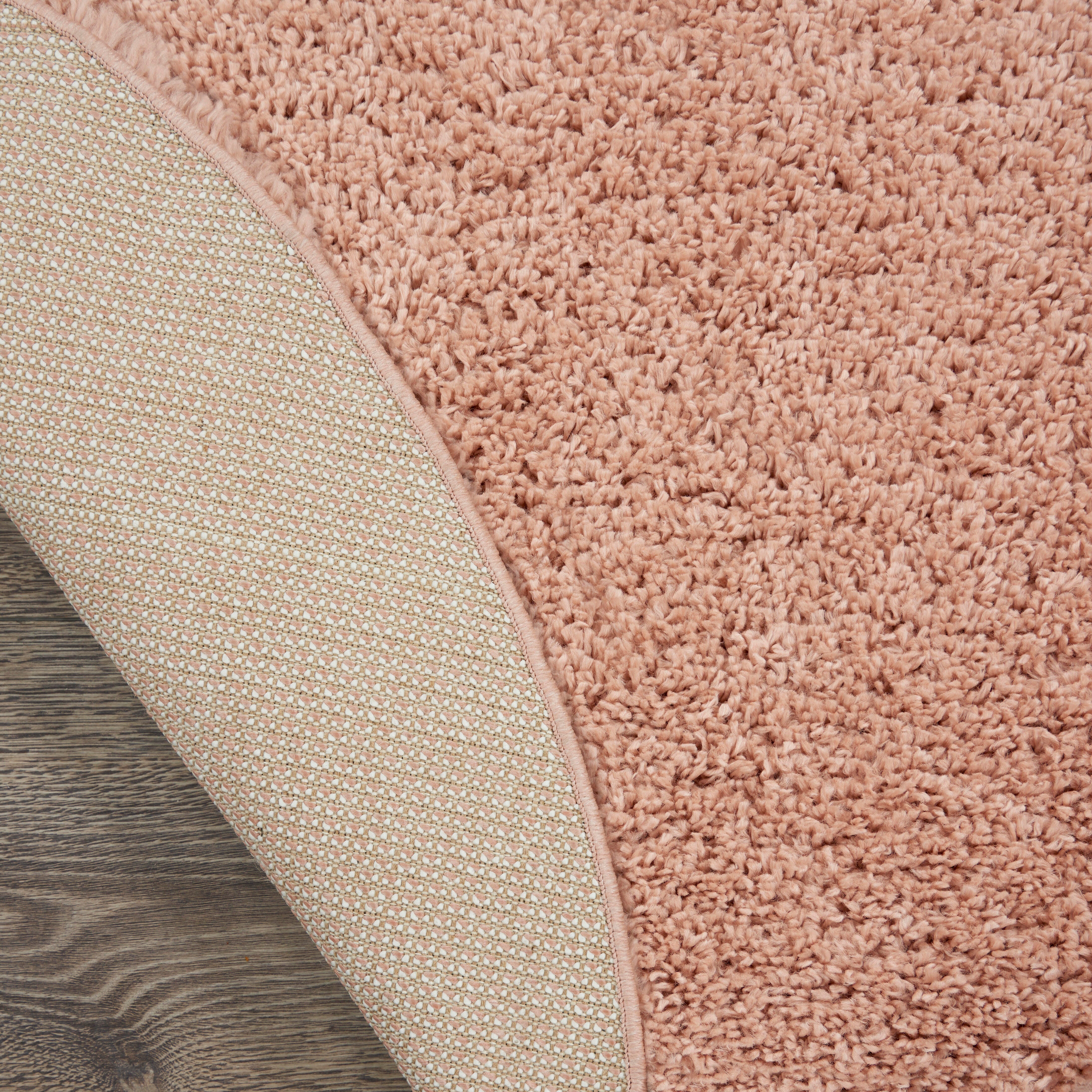 Nourison Malibu Shag 4' X Round Rug, Blush, large