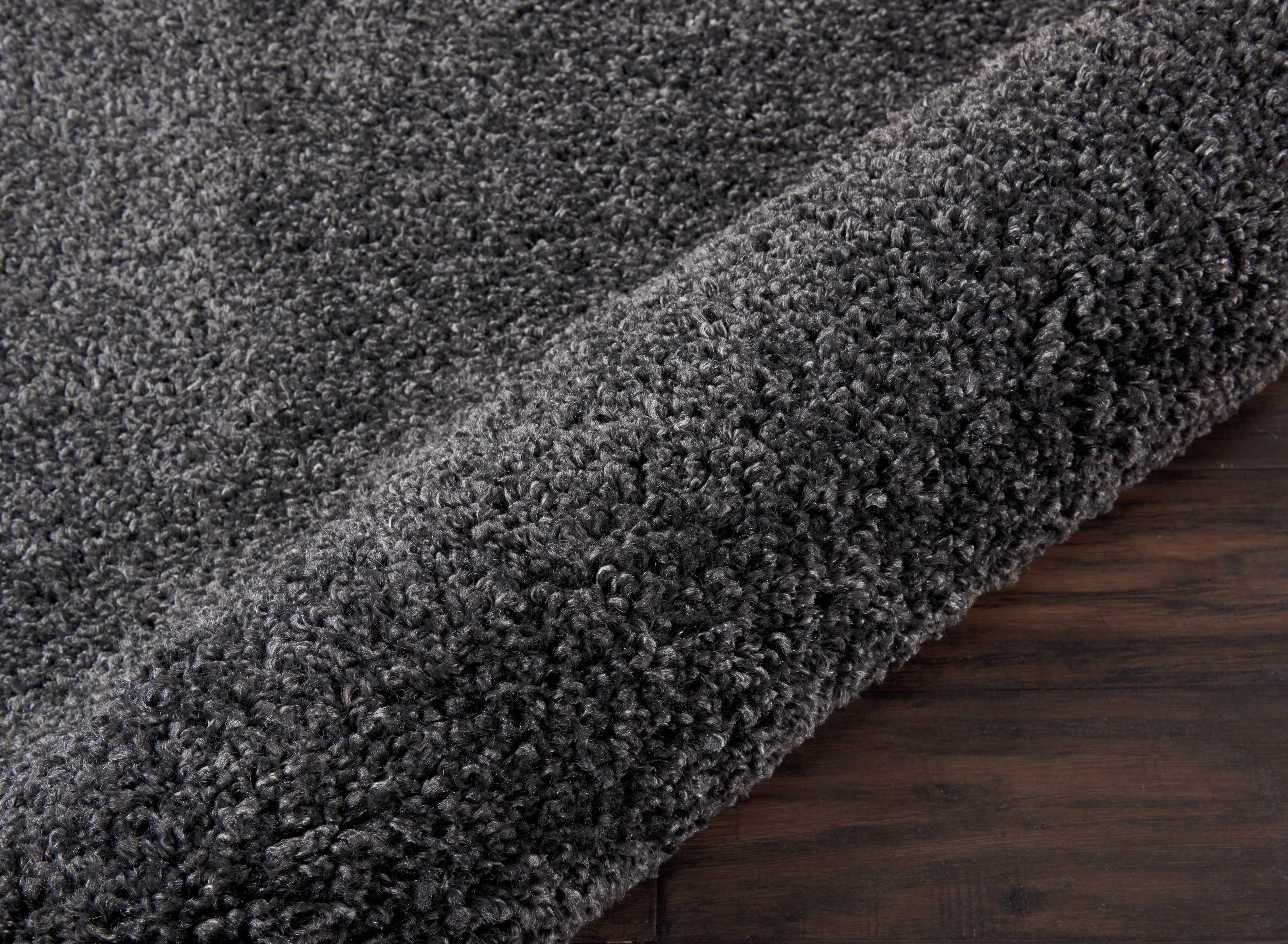 Nourison Malibu Shag 6'7" X Square Solid Rug, Dark Gray, large