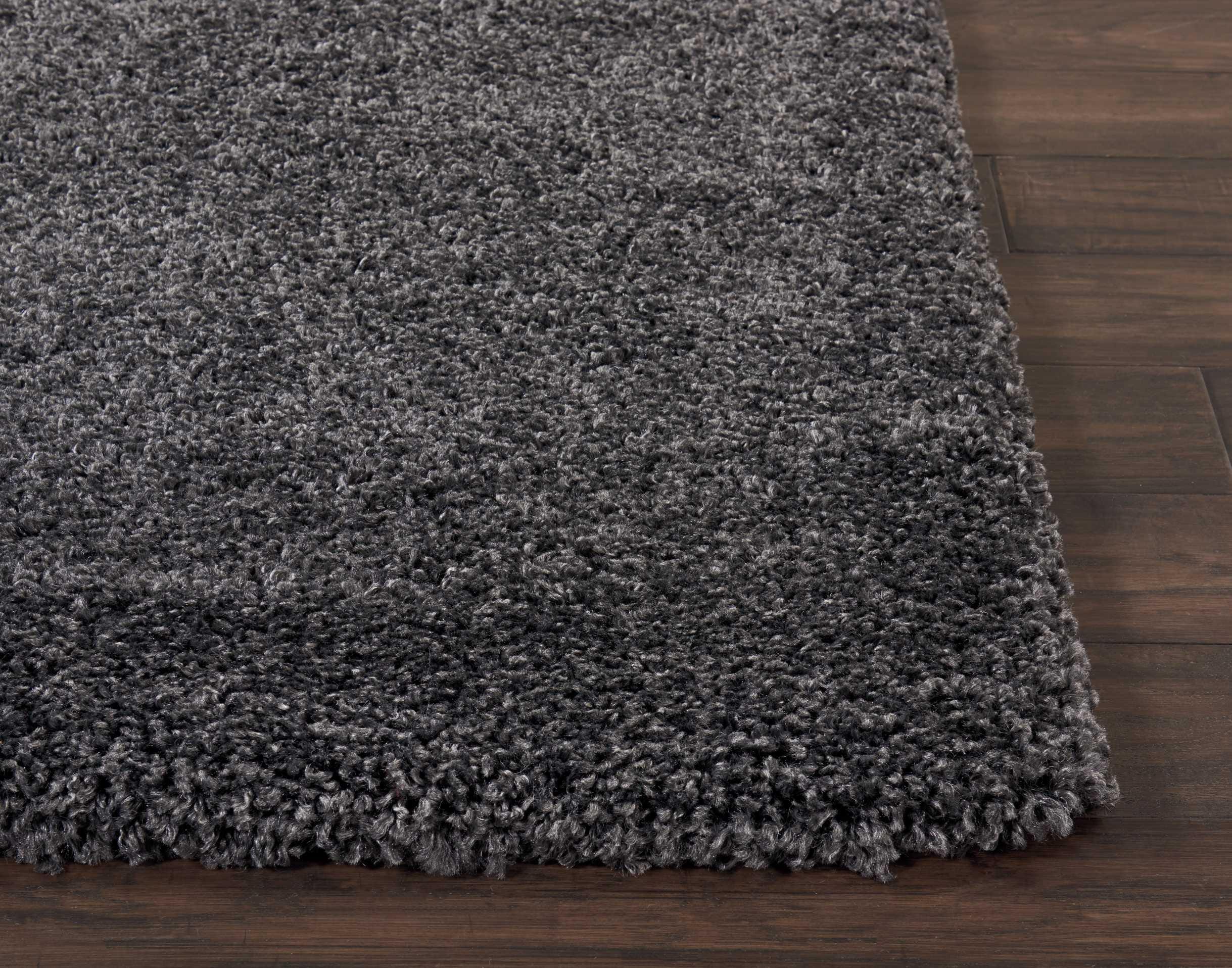 Nourison Malibu Shag 6'7" X Square Solid Rug, Dark Gray, large