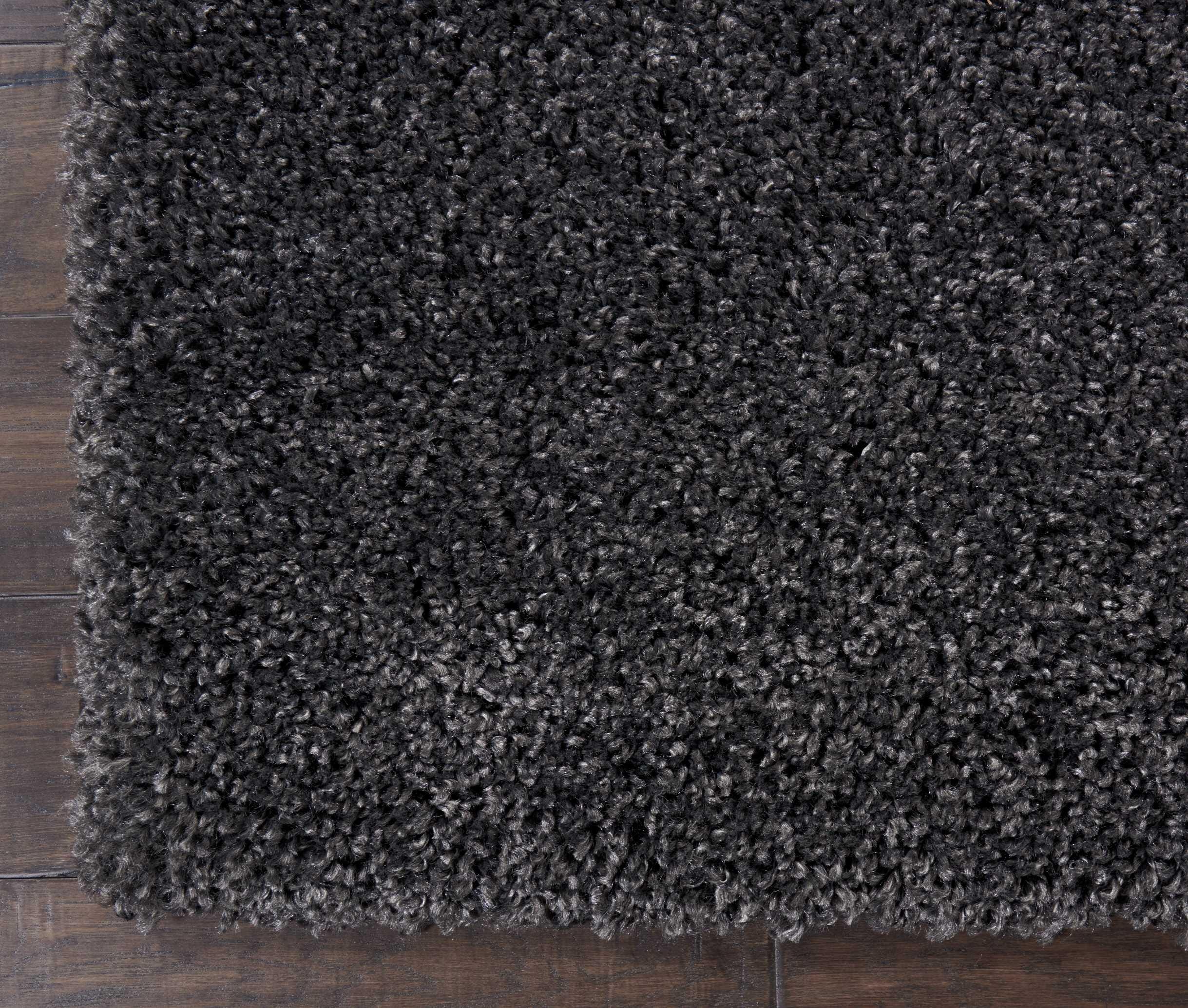 Nourison Malibu Shag 6'7" X Square Solid Rug, Dark Gray, large