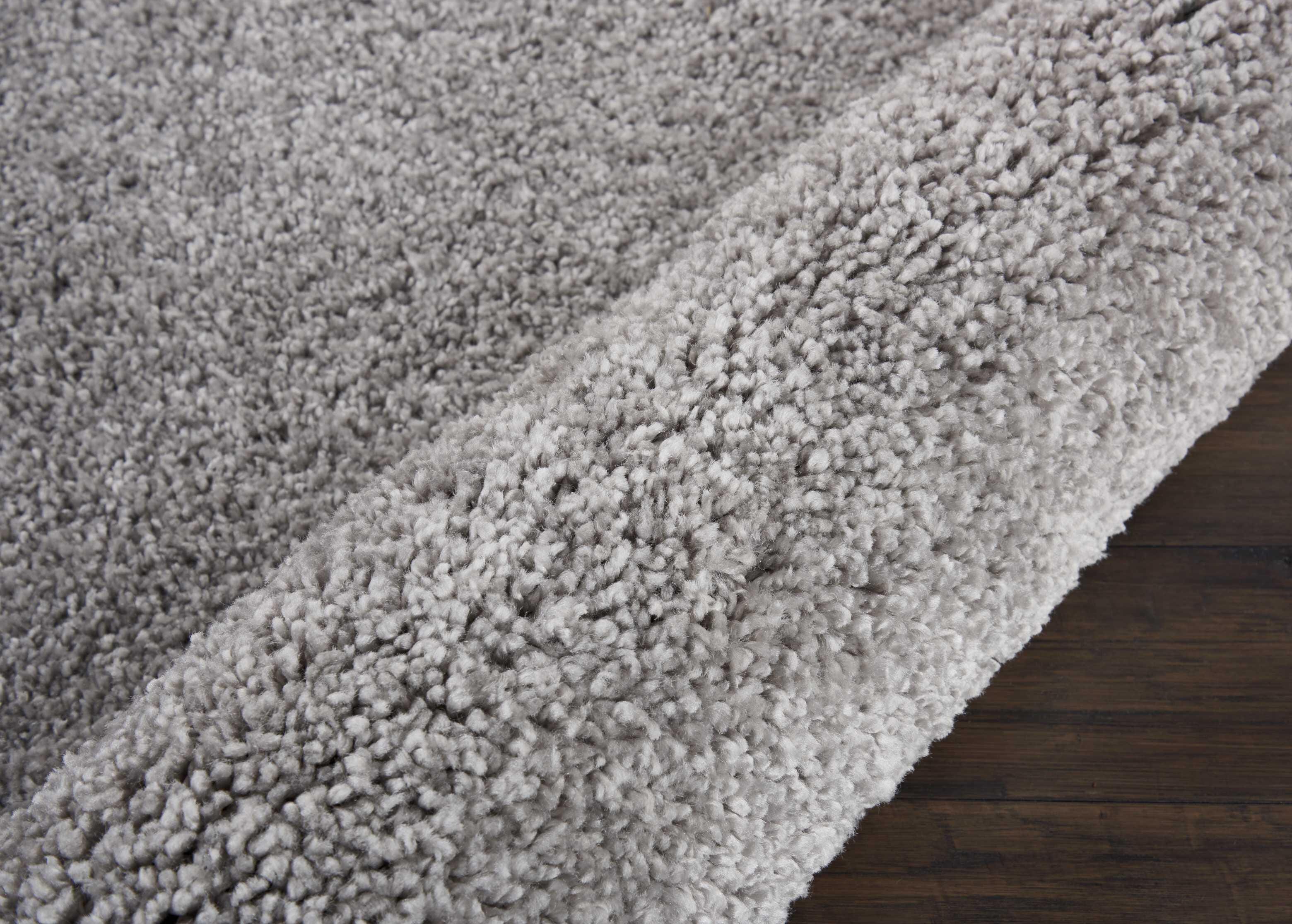 Nourison Malibu Shag 7'10" X Square Solid Rug, Silver Gray, large