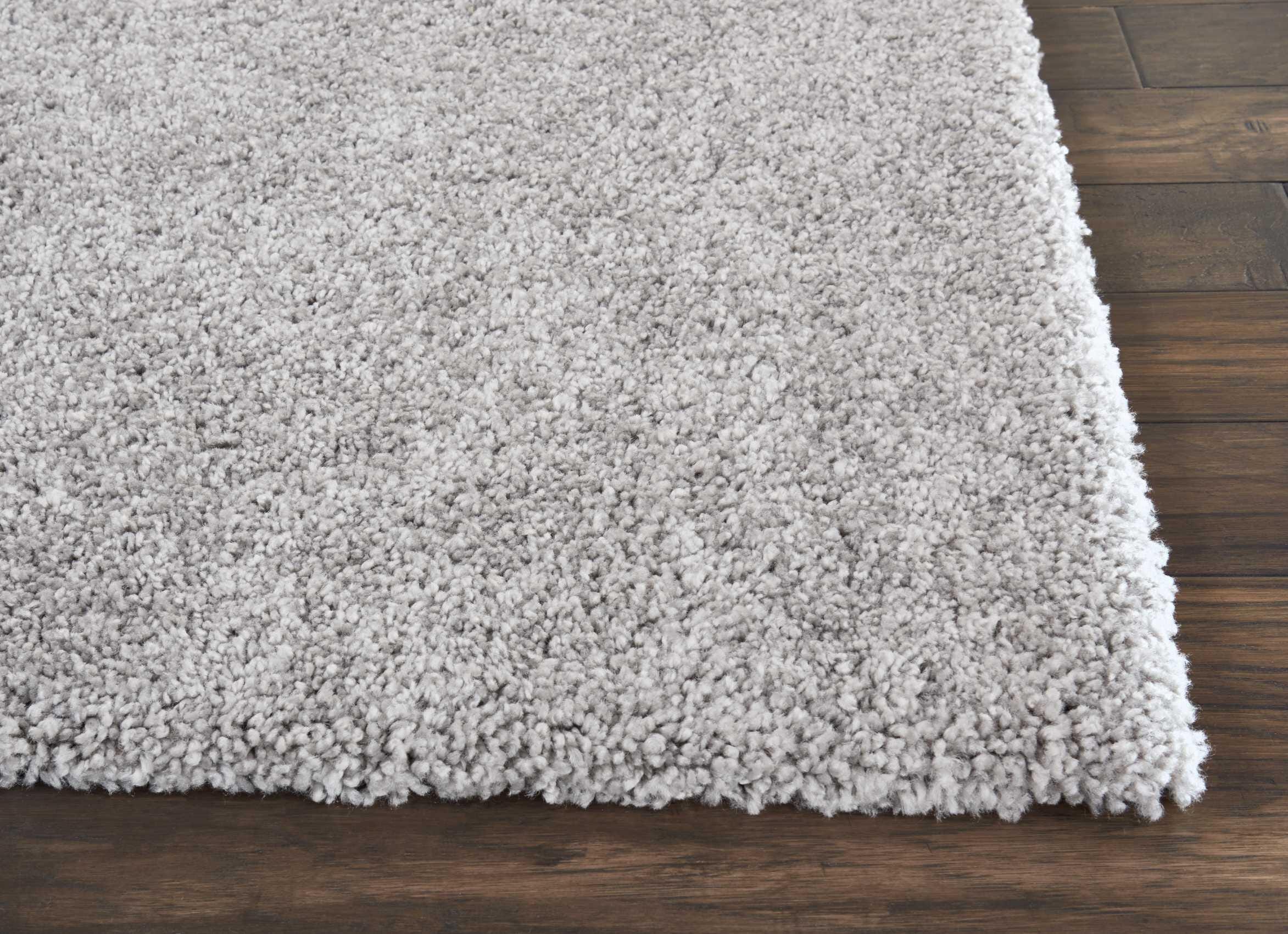 Nourison Malibu Shag 7'10" X Square Solid Rug, Silver Gray, large