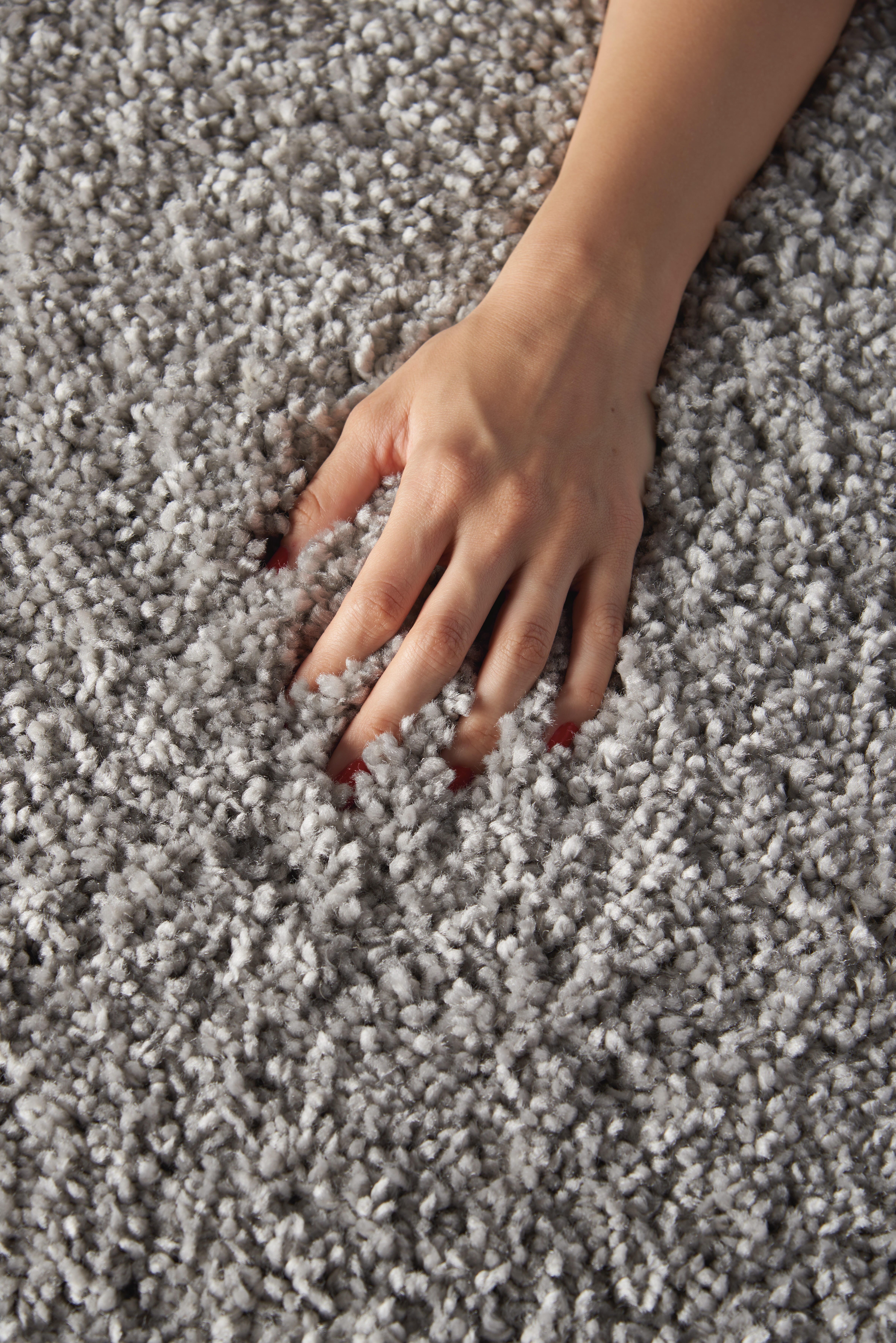 Nourison Malibu Shag 7'10" X Square Solid Rug, Silver Gray, large