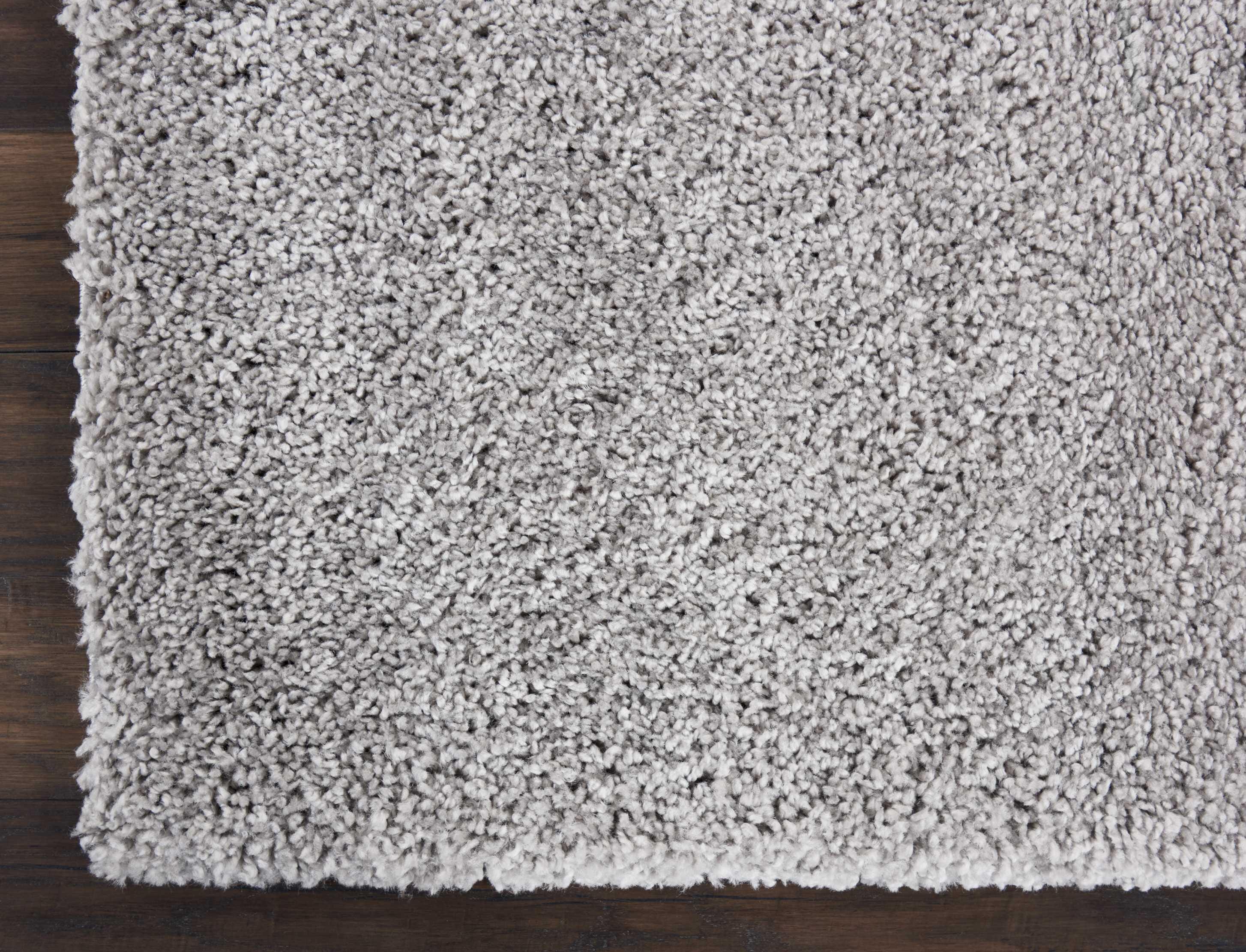 Nourison Malibu Shag 7'10" X Square Solid Rug, Silver Gray, large