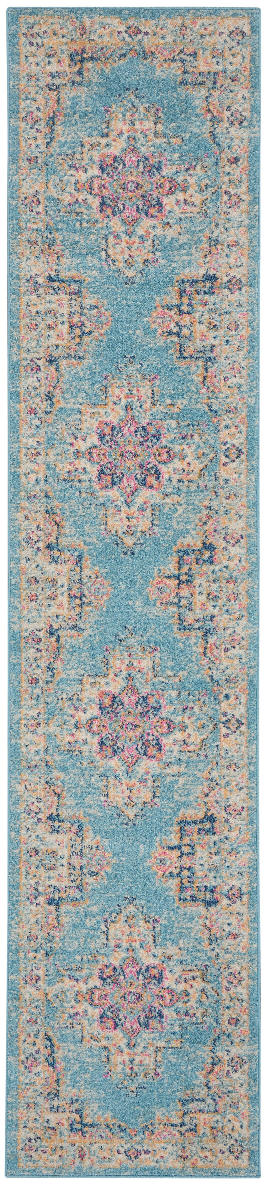 Nourison Nourison Passion 2'2" x 10' Light Blue Bohemian Indoor Rug, Light Blue, large
