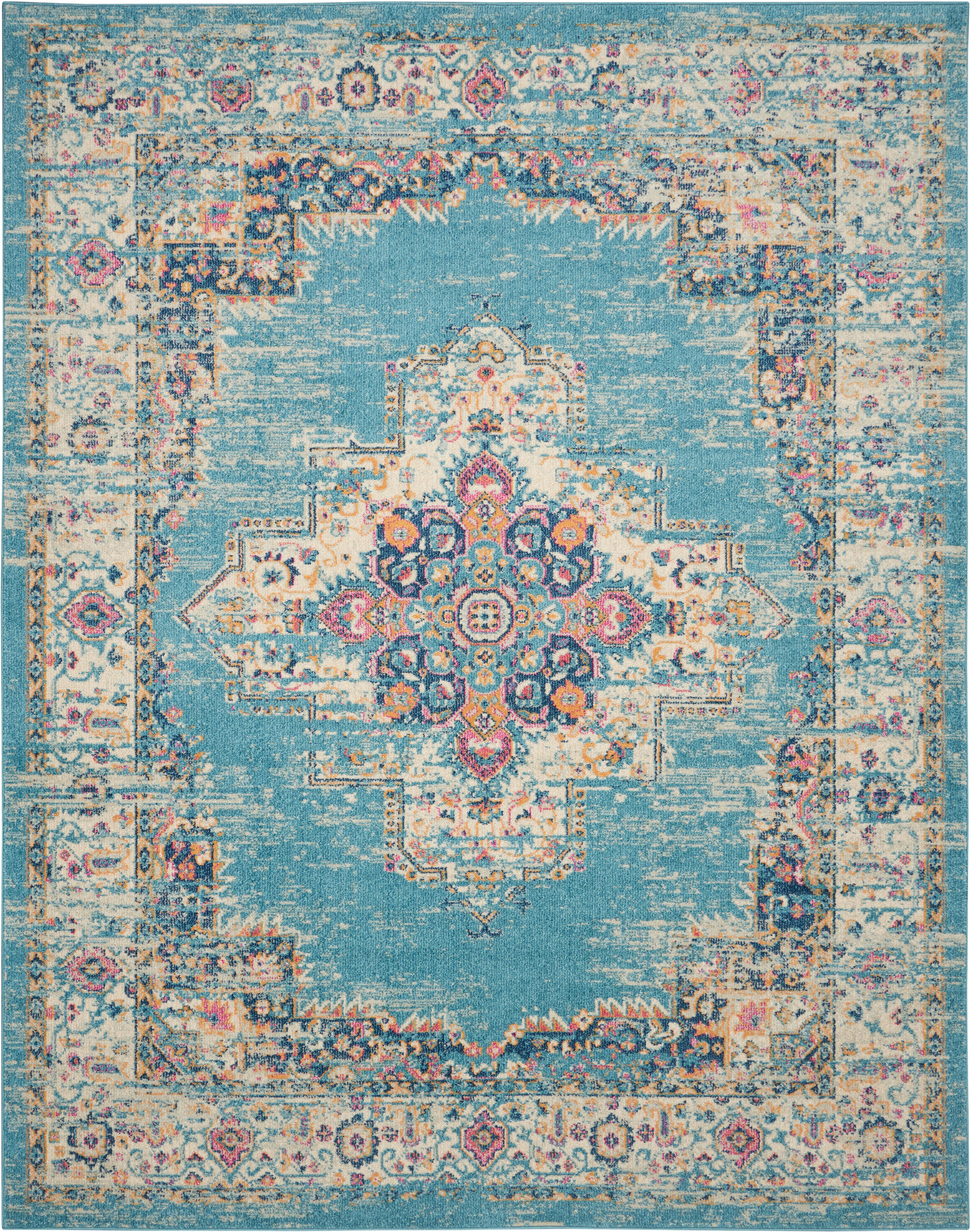 Nourison Nourison Passion 8' x 10' Light Blue Bohemian Indoor Rug, Light Blue, large