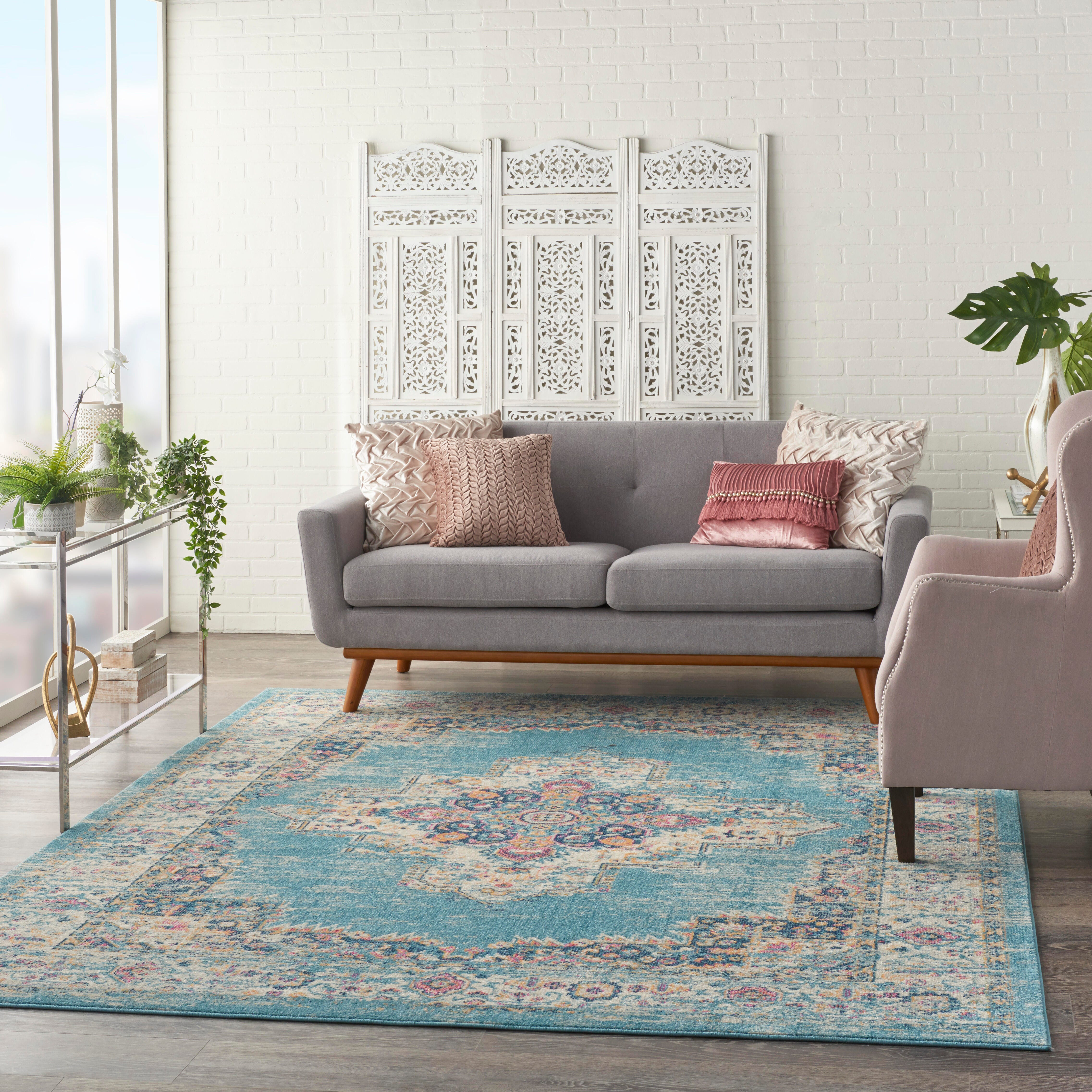 Nourison Nourison Passion 8' x 10' Light Blue Bohemian Indoor Rug, Light Blue, large
