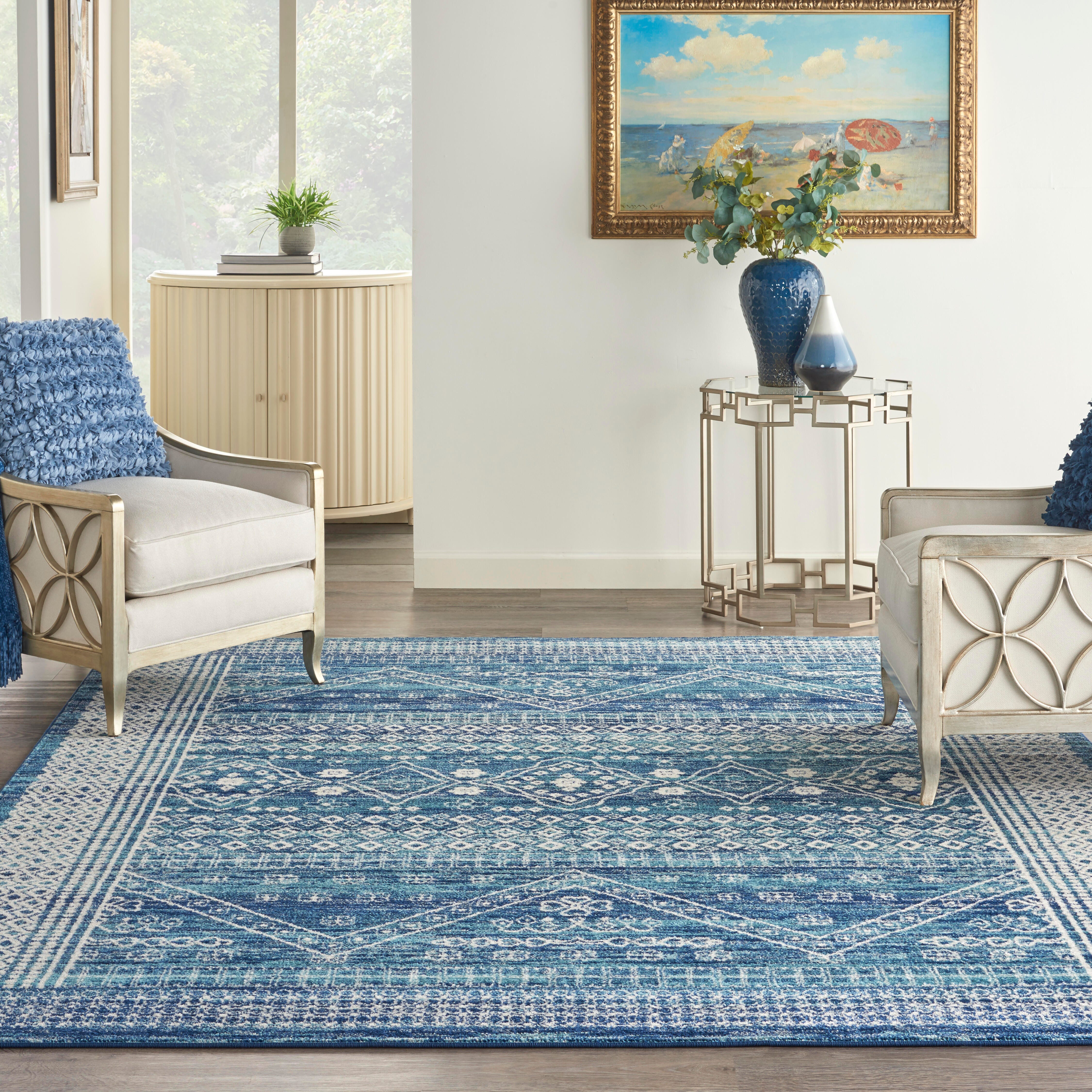 Nourison Nourison Passion 6'7" x 9'6" Navy Blue Bohemian Indoor Rug, Navy Blue, rollover