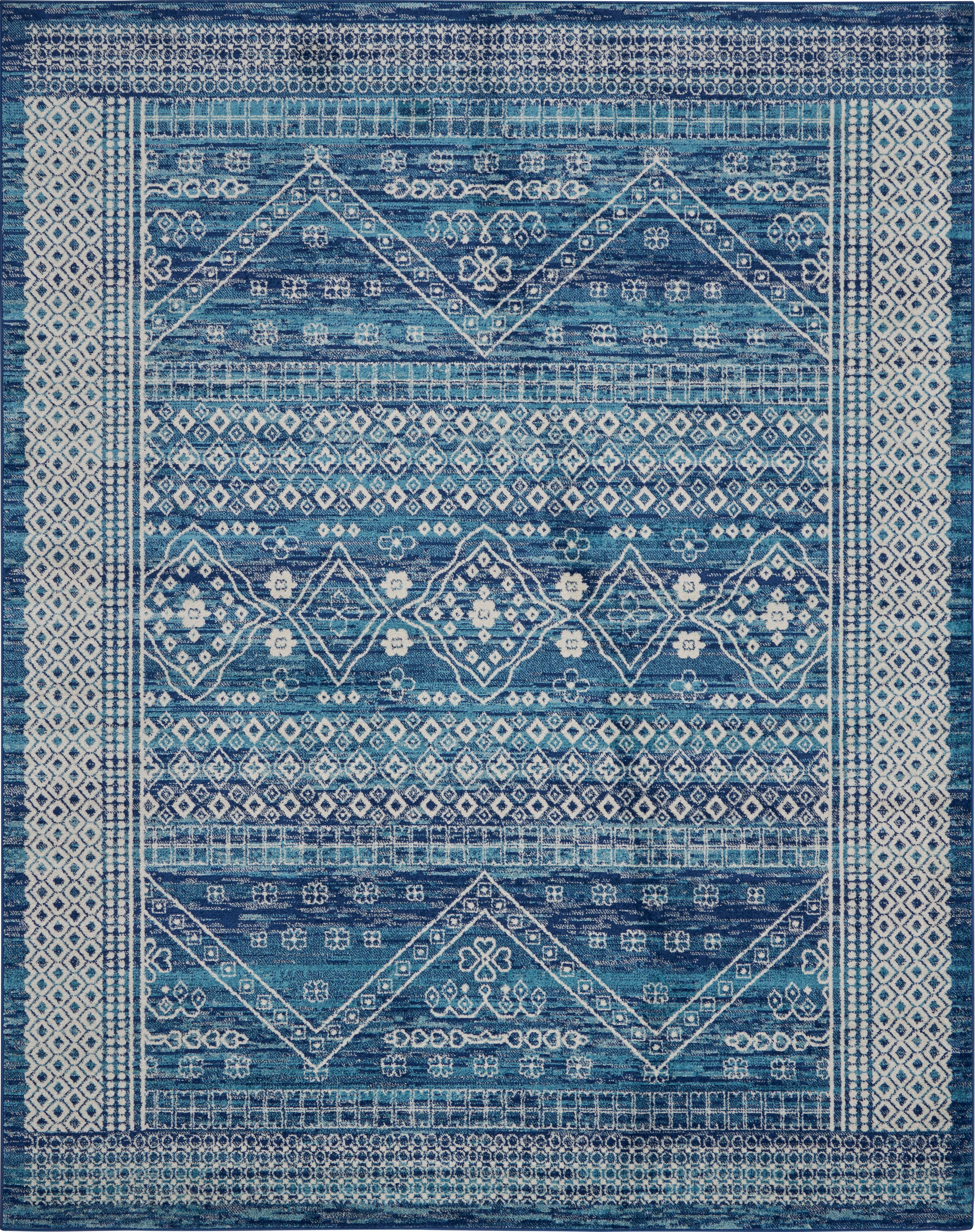 Nourison Nourison Passion 6'7" x 9'6" Navy Blue Bohemian Indoor Rug, Navy Blue, large