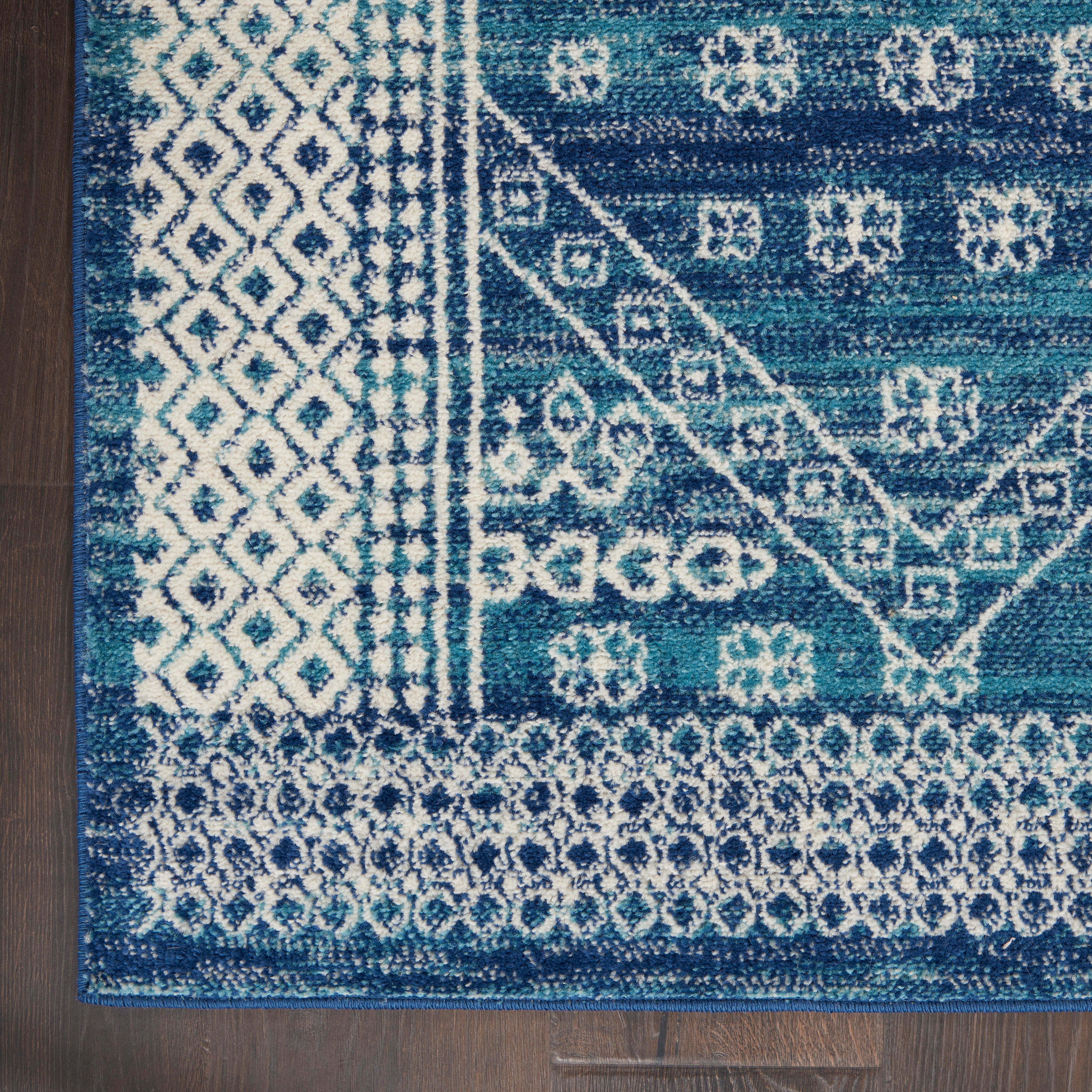 Nourison Nourison Passion 6'7" x 9'6" Navy Blue Bohemian Indoor Rug, Navy Blue, large