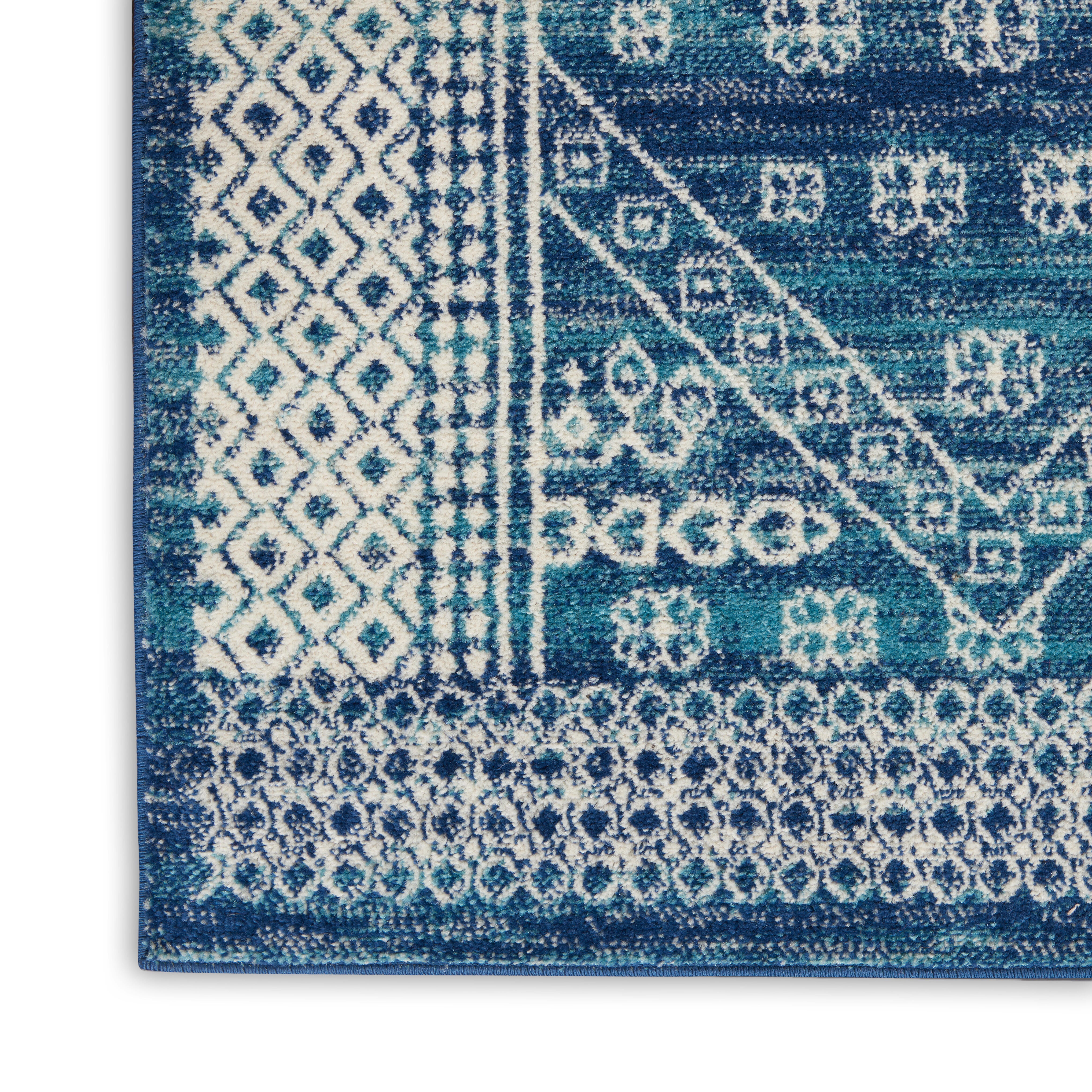 Nourison Nourison Passion 6'7" x 9'6" Navy Blue Bohemian Indoor Rug, Navy Blue, large