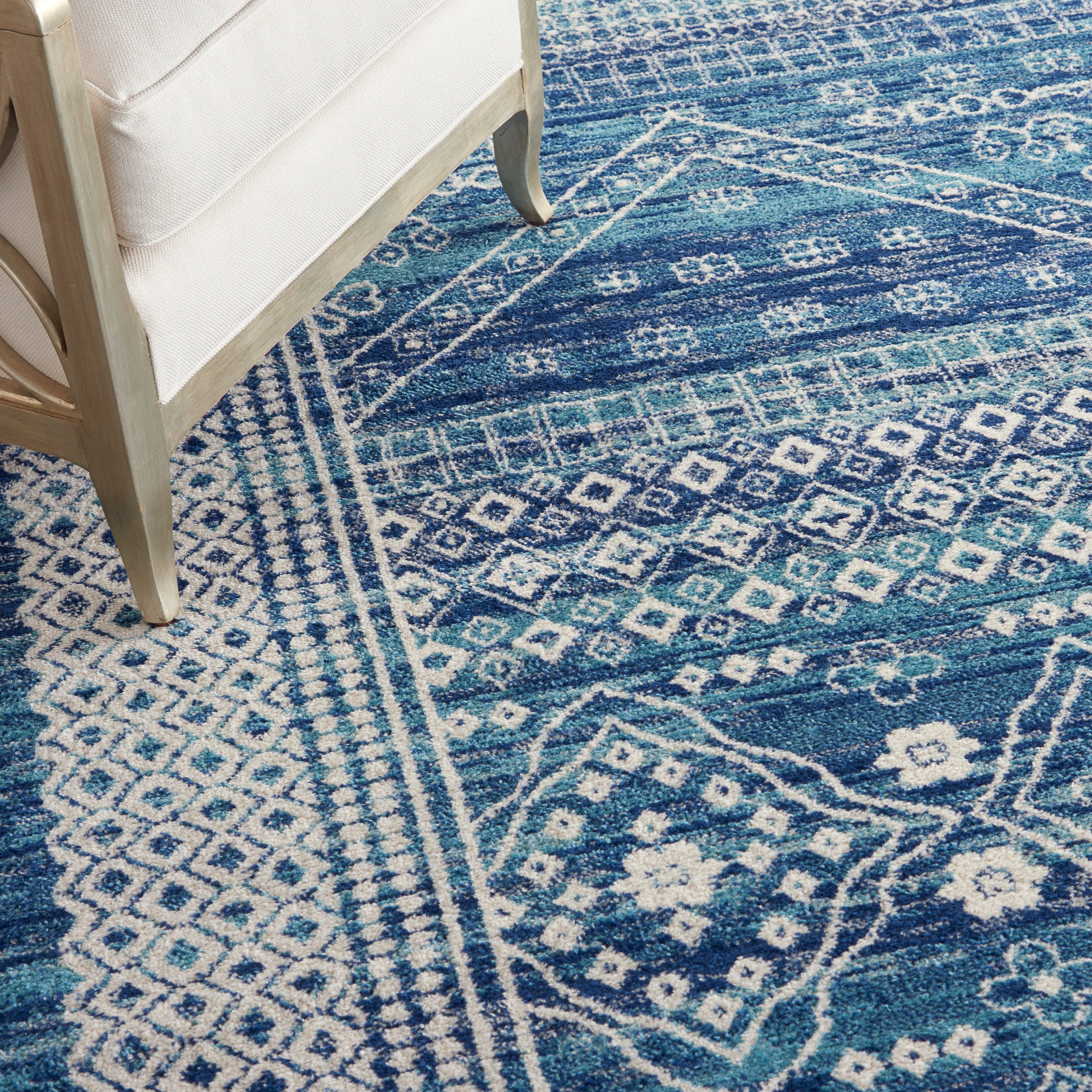 Nourison Nourison Passion 6'7" x 9'6" Navy Blue Bohemian Indoor Rug, Navy Blue, large