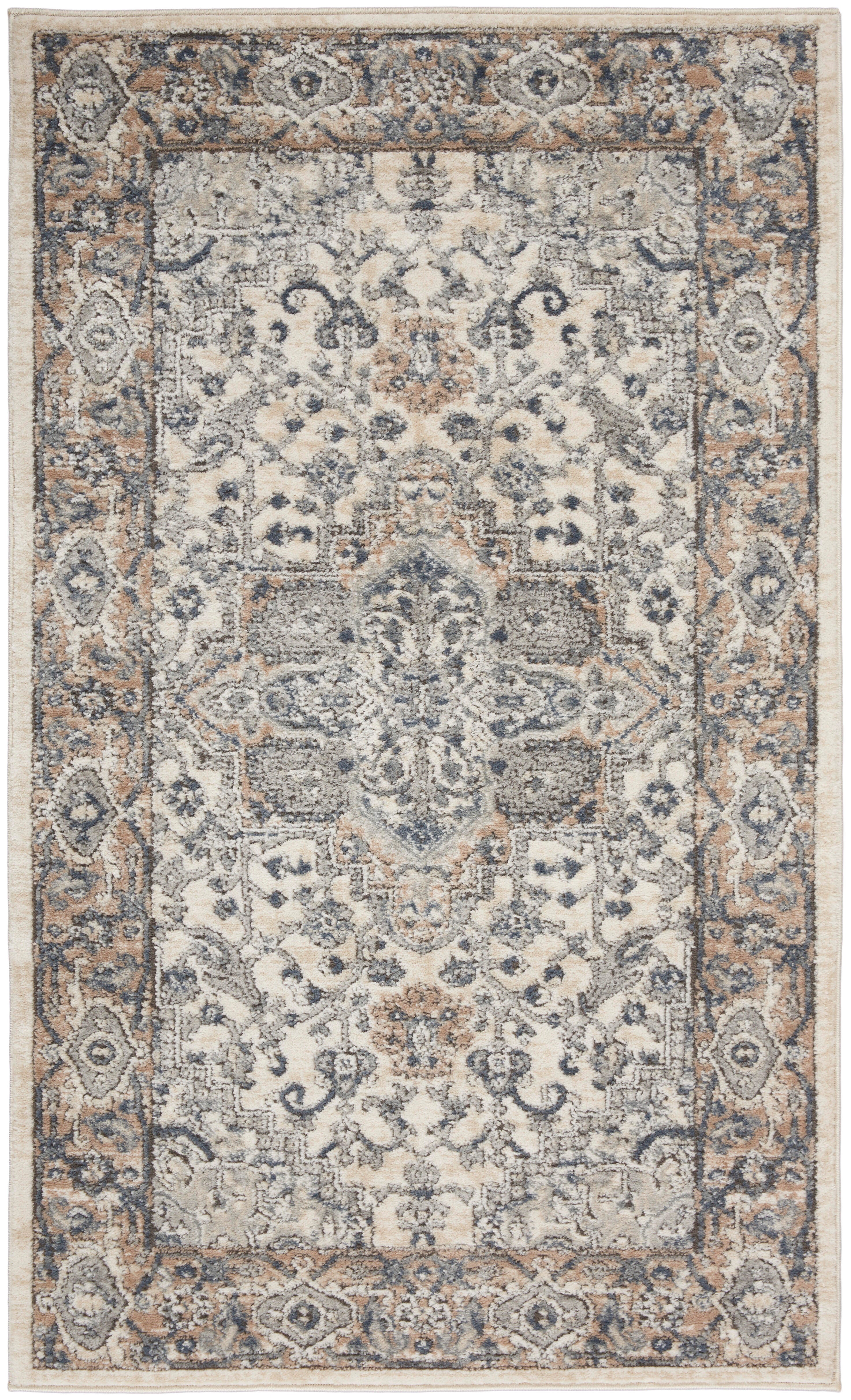 Nourison Nourison Quarry 3' x 5' Ivory/Grey Farmhouse Indoor Rug, Ivory/Gray, large