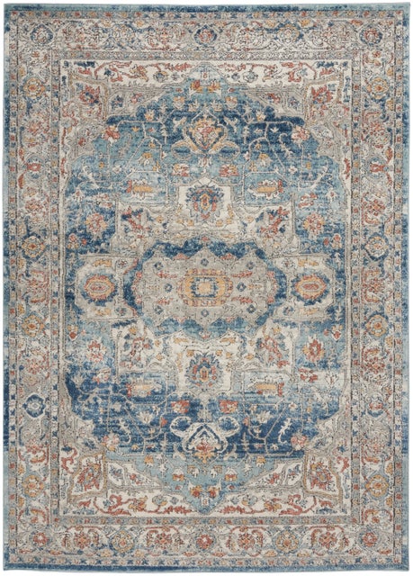 Nourison Home Quarry 3'9" x 5'9" Ivory Blue Vintage Indoor Rug, Ivory Blue