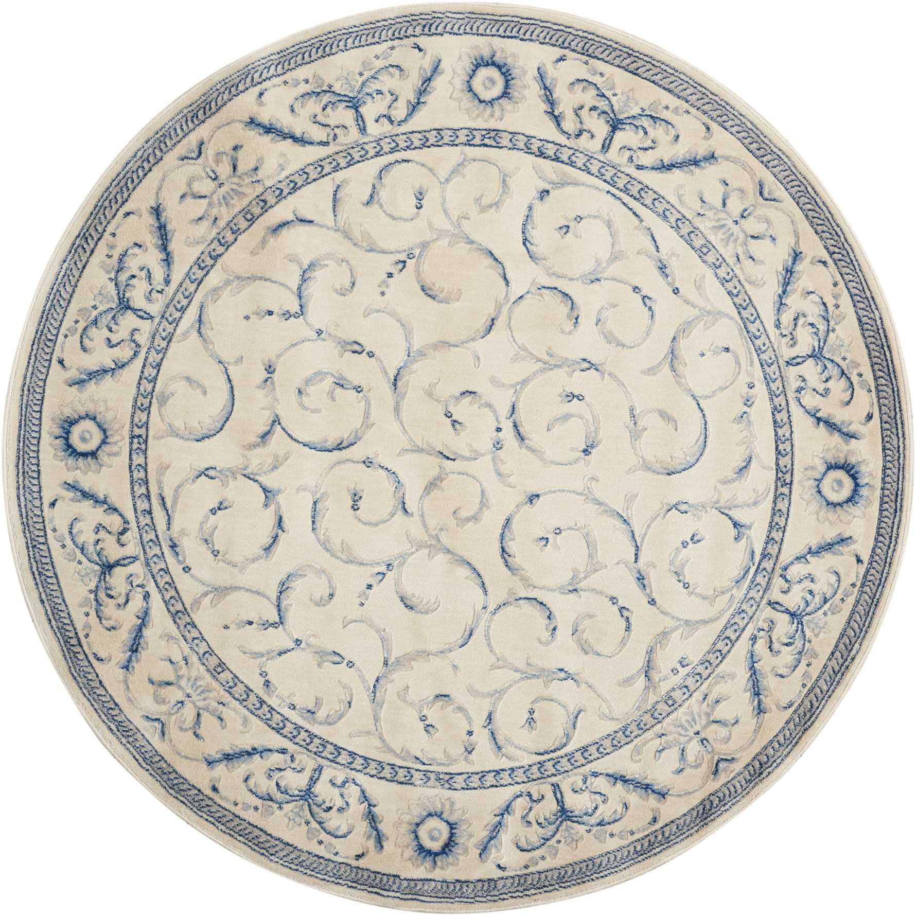 Nourison Home Nourison Somerset 5'6" x ROUND Ivory/Blue Indoor Rug, Ivory/Blue, large