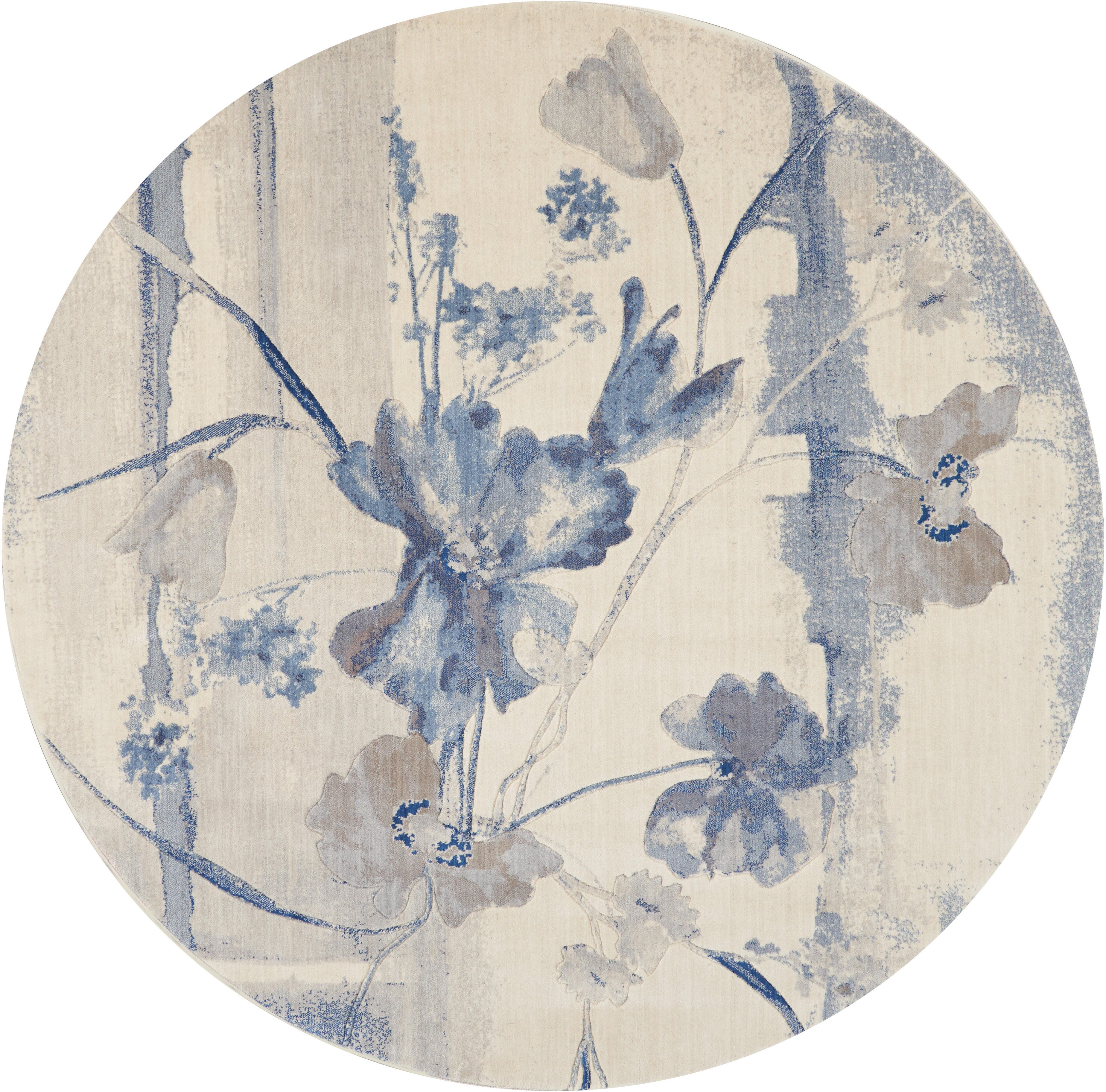 Nourison Home Nourison Somerset 7'9" x ROUND Ivory/Blue Farmhouse Indoor Rug, Ivory/Blue, large