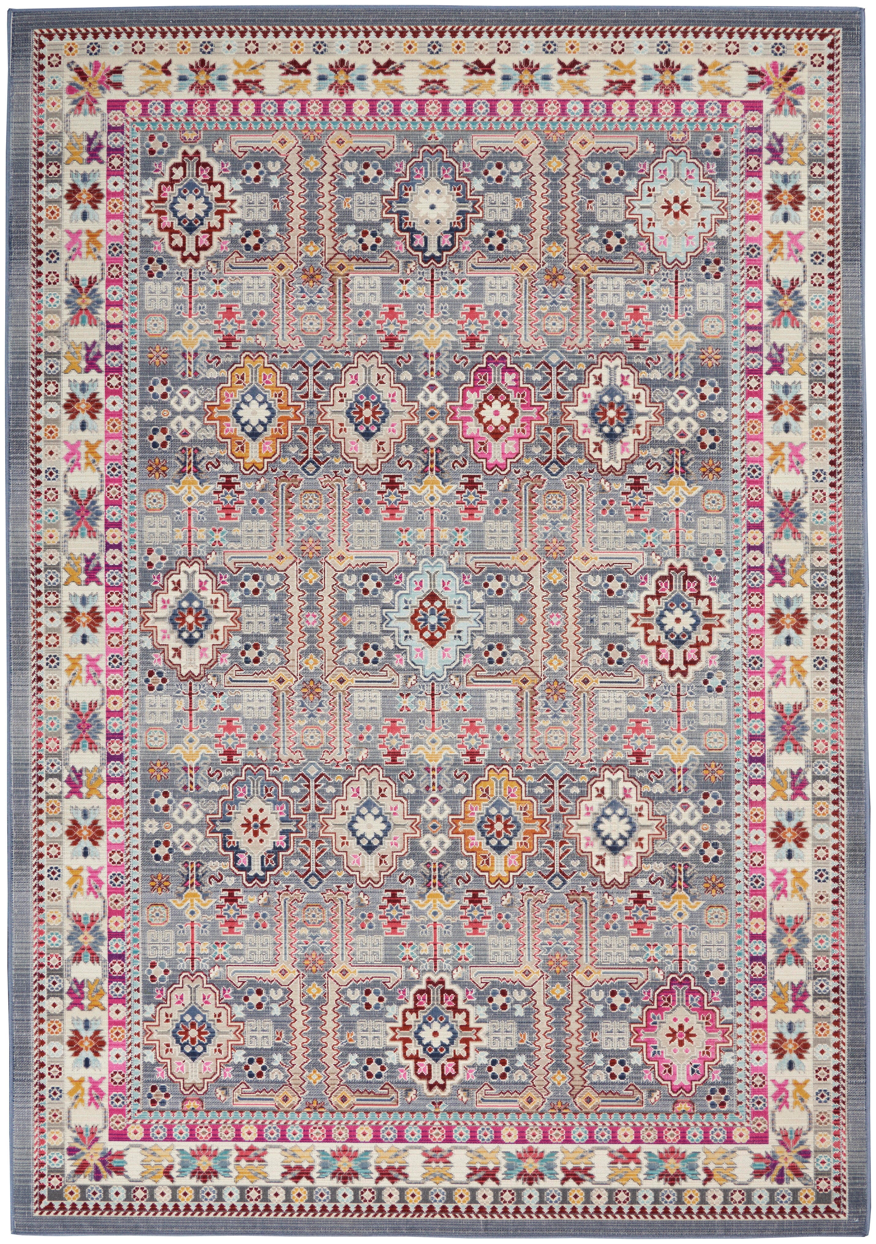 Nourison Nourison Vintage Kashan 4' x 6' Grey/Multi Bohemian Indoor Rug, Gray/Multi, large