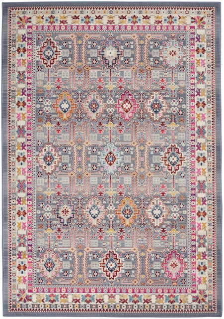 Nourison Nourison Vintage Kashan 5'3" x 7'10" Grey/Multi Bohemian Indoor Rug, Gray/Multi