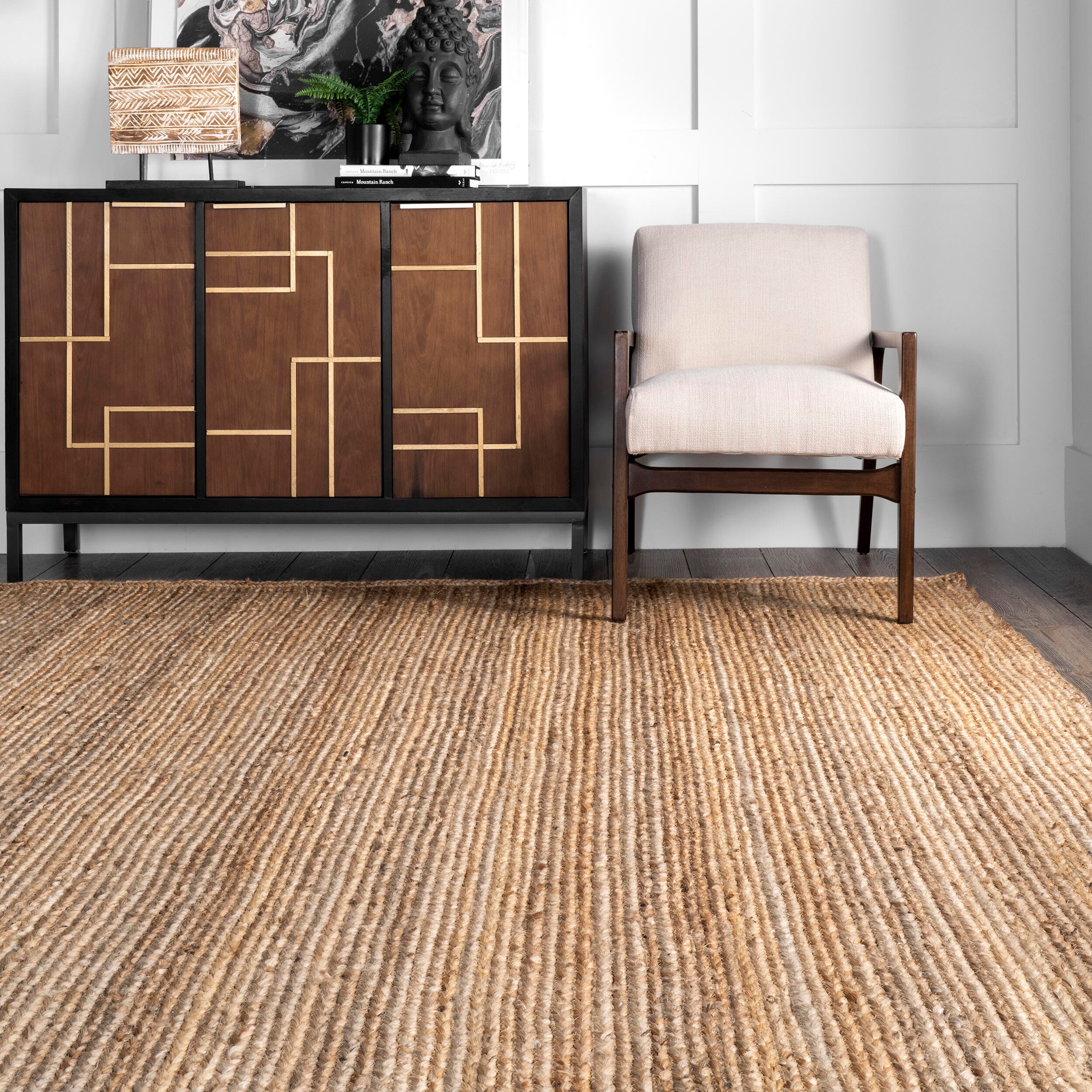 nuLOOM Hand Woven Rigo Jute 7' x 7' Rug, Natural, large
