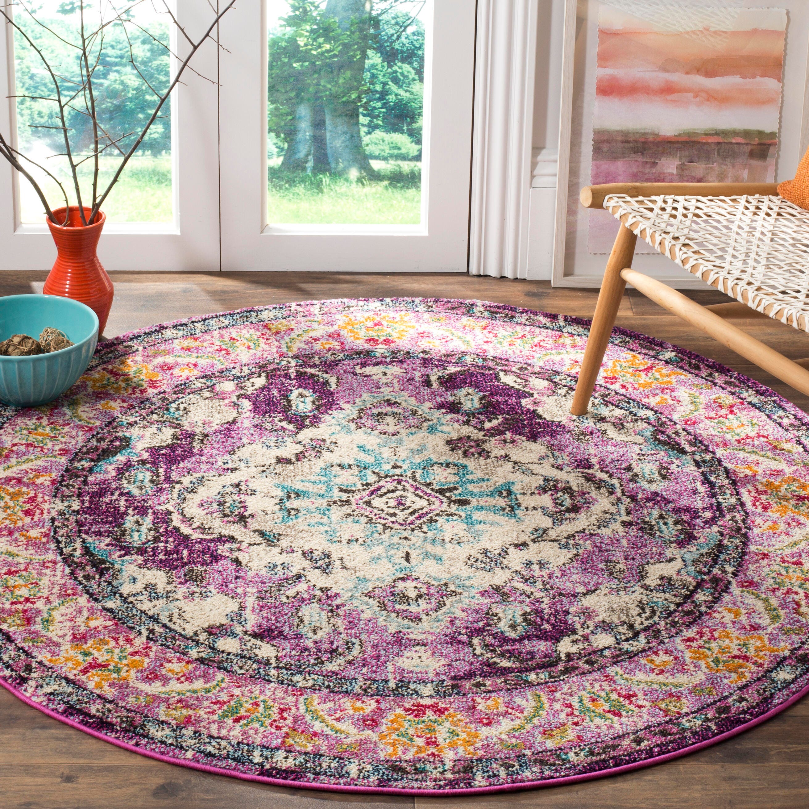 Safavieh Monaco Monaco 5' x 5' Round Accent Rug, Purple, large