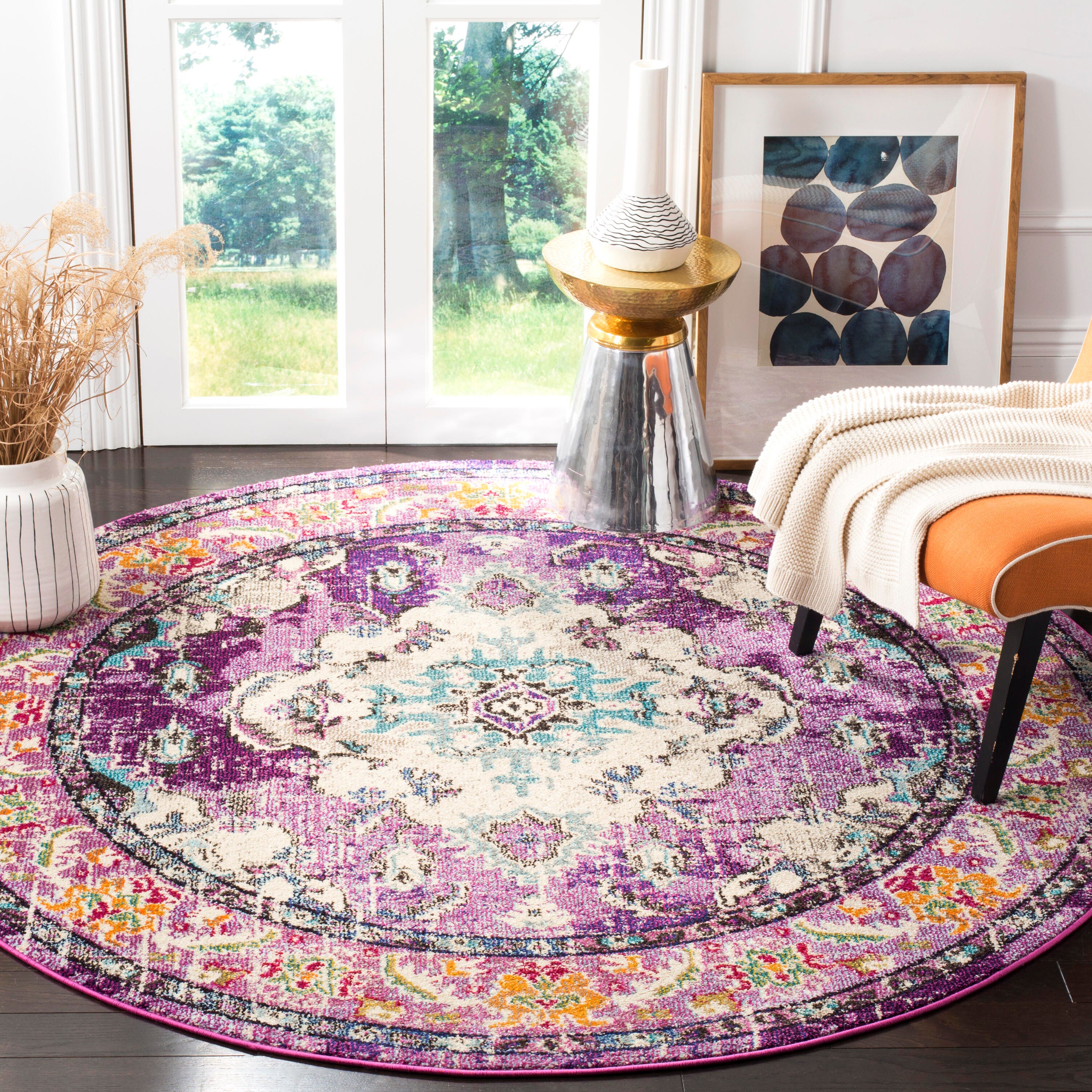 Safavieh Monaco Monaco 6'7" x 6'7" Round Area Rug, Purple, rollover