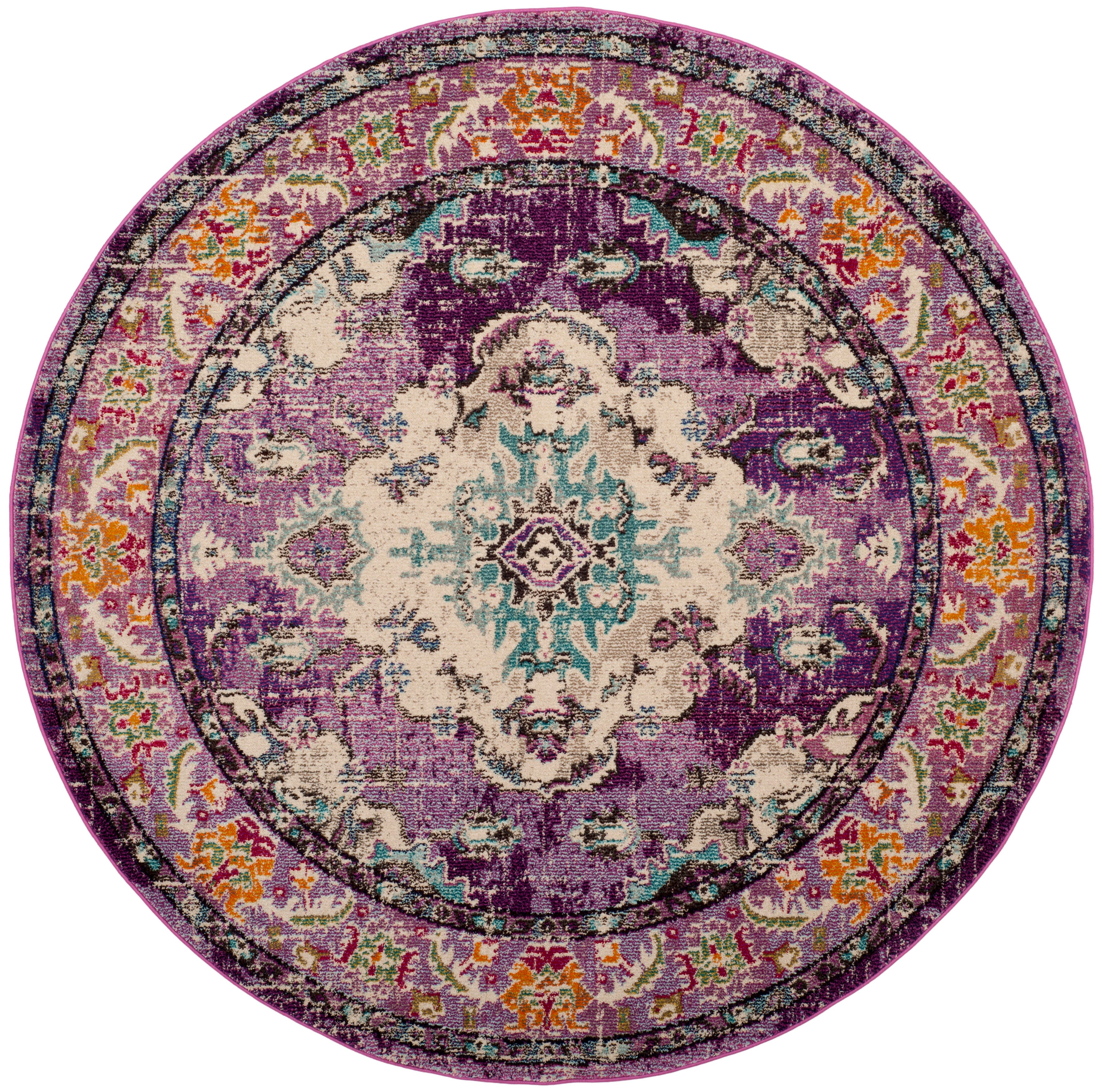 Safavieh Monaco Monaco 6'7" x 6'7" Round Area Rug, Purple, large
