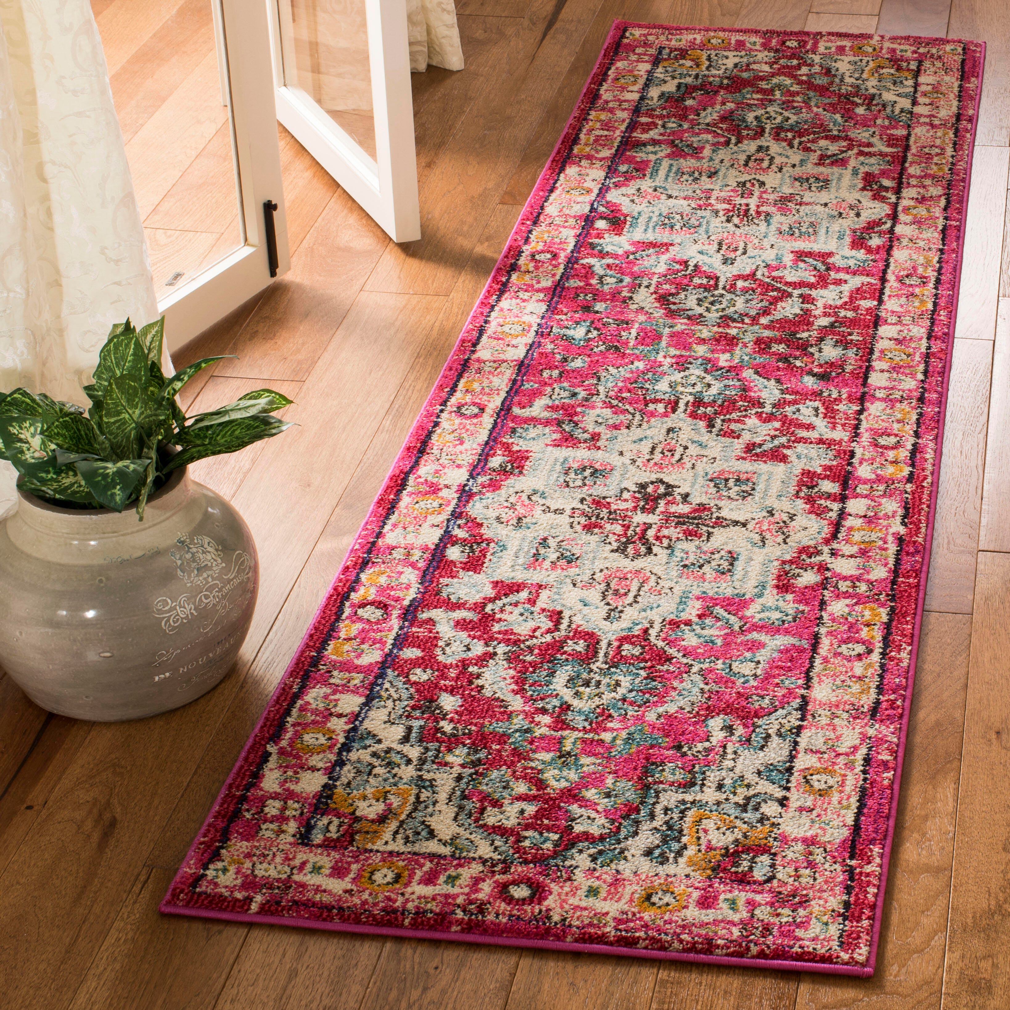 Safavieh Monaco 2'2" x 8' Runner, Fuchsia/Light Blue, rollover