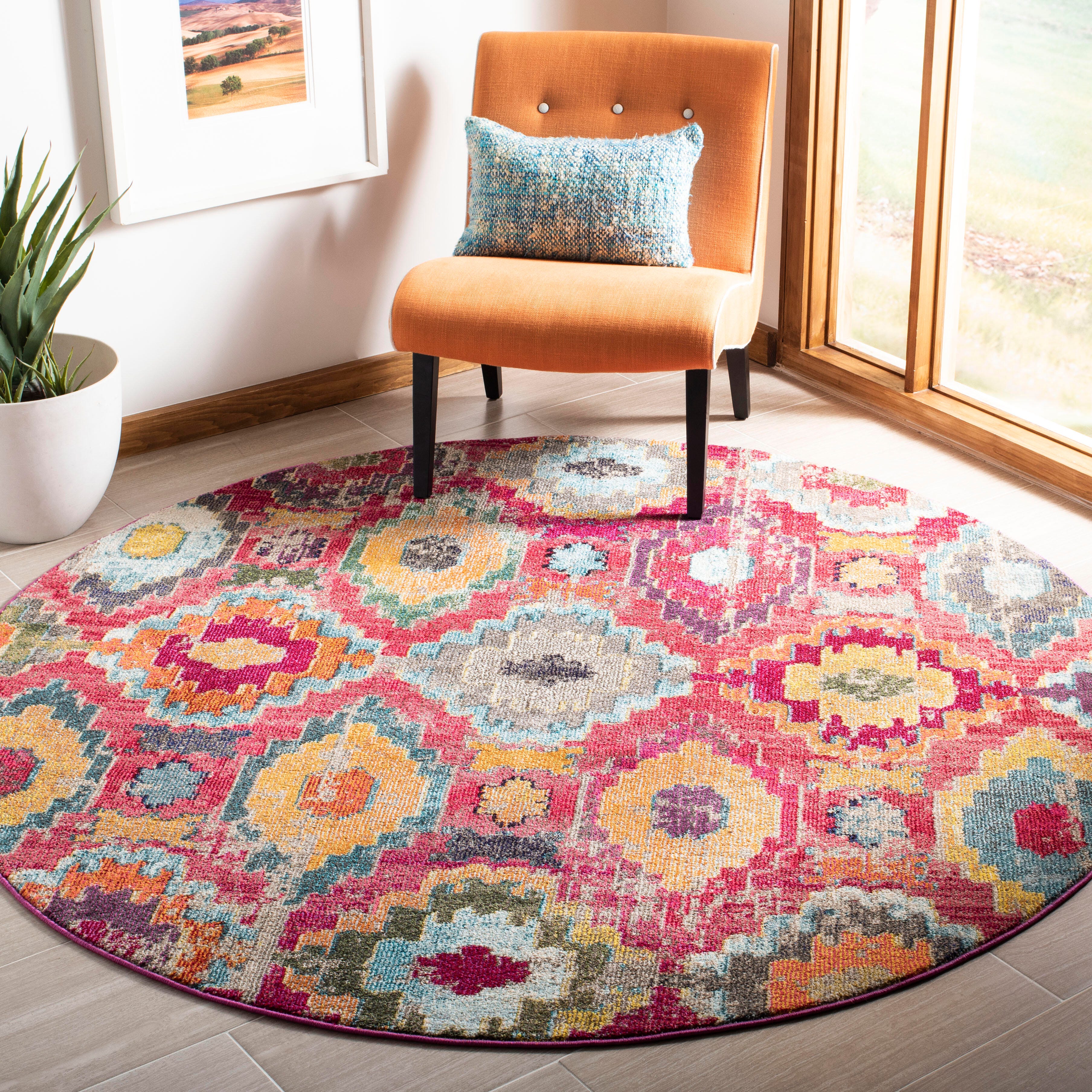 Safavieh Monaco 6'7" x 6'7" Round Area Rug, Red/Blue, rollover