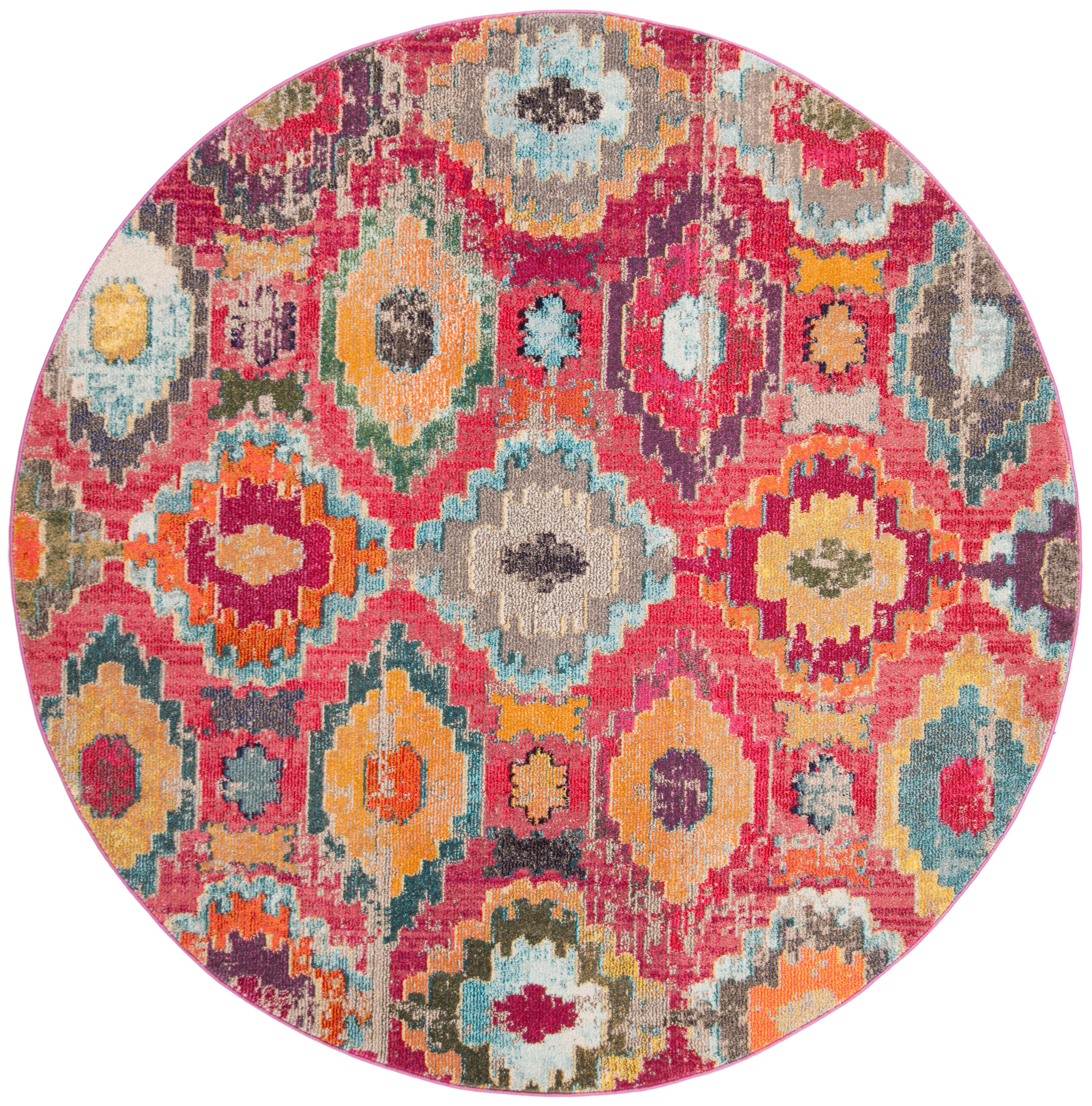 Safavieh Monaco 6'7" x 6'7" Round Area Rug, Red/Blue, large