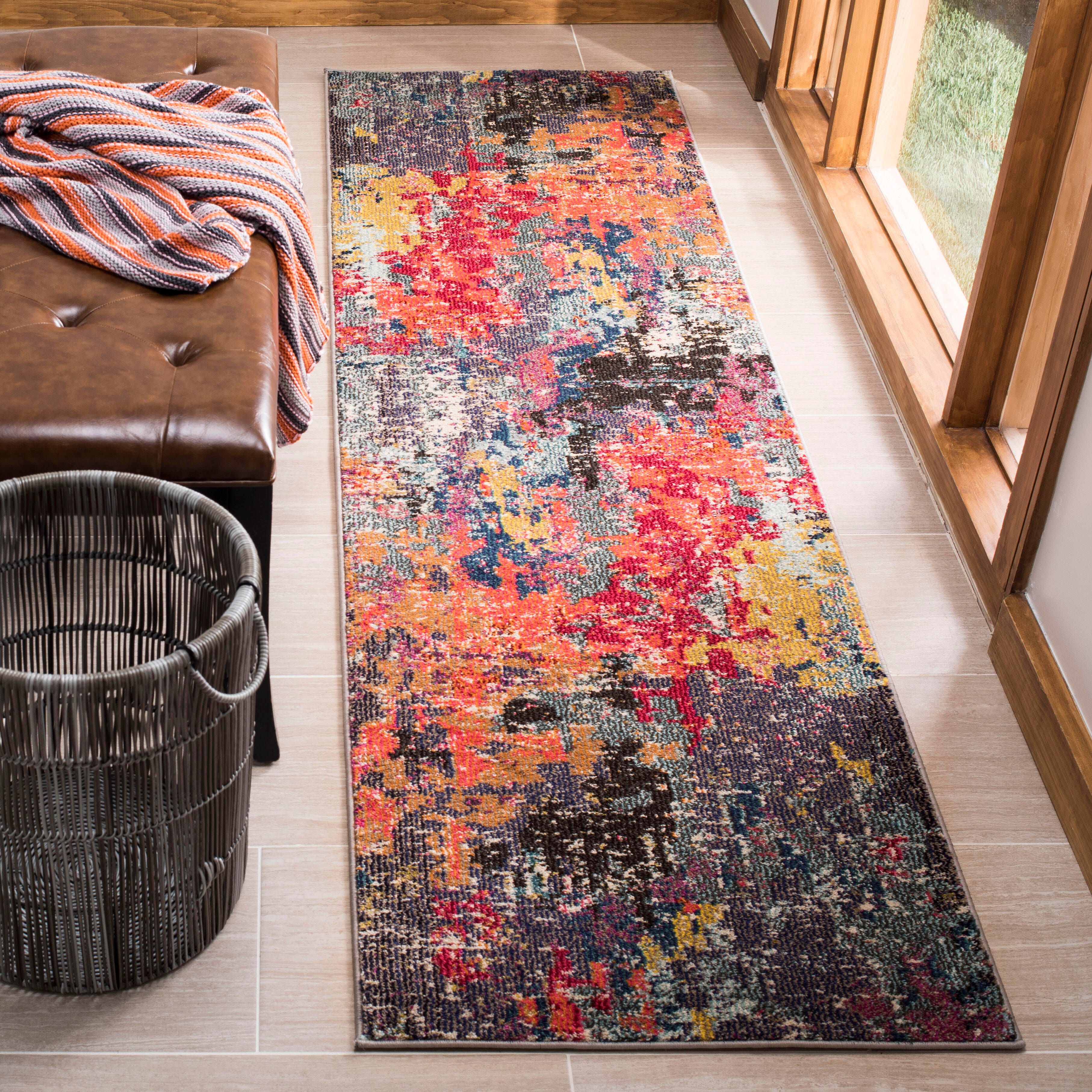 Safavieh Monaco 2'2" x 8' Runner, Blue/Orange, large
