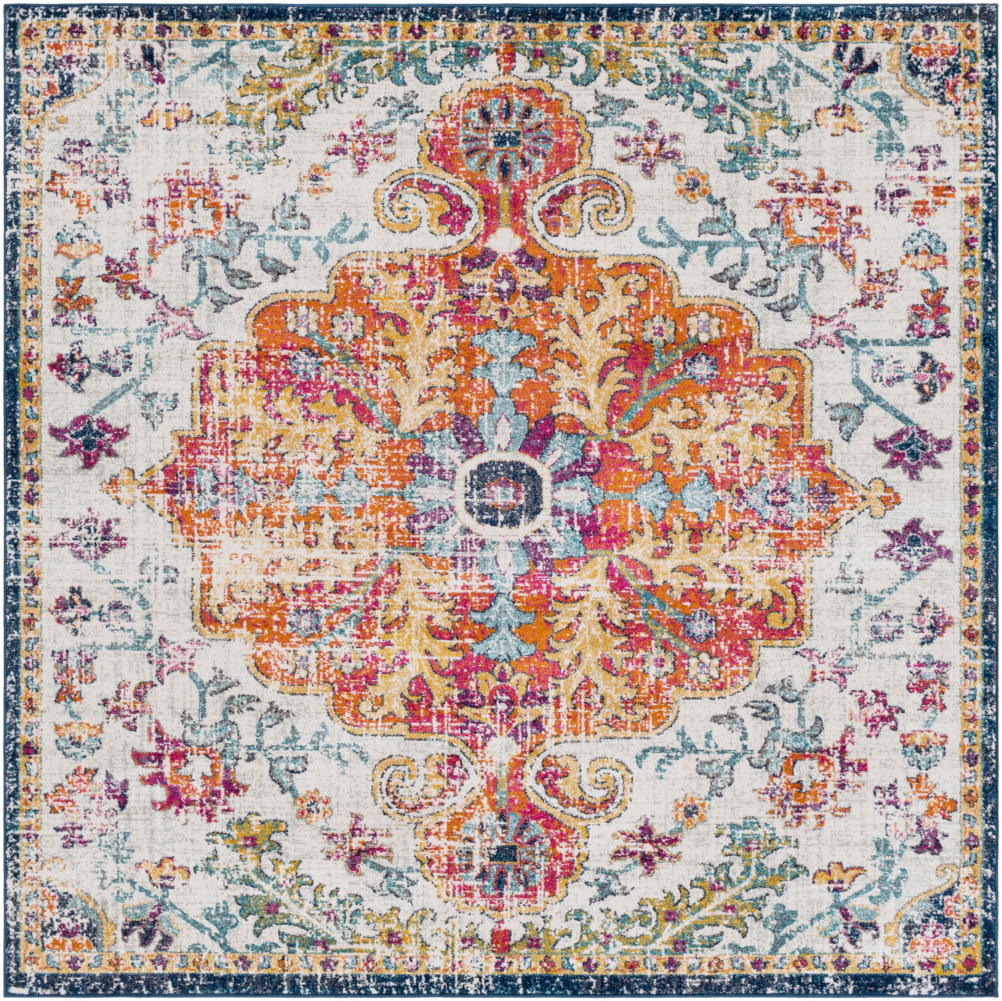 Surya Harput 5' x 5' Square Area Rug, Bright Red, large
