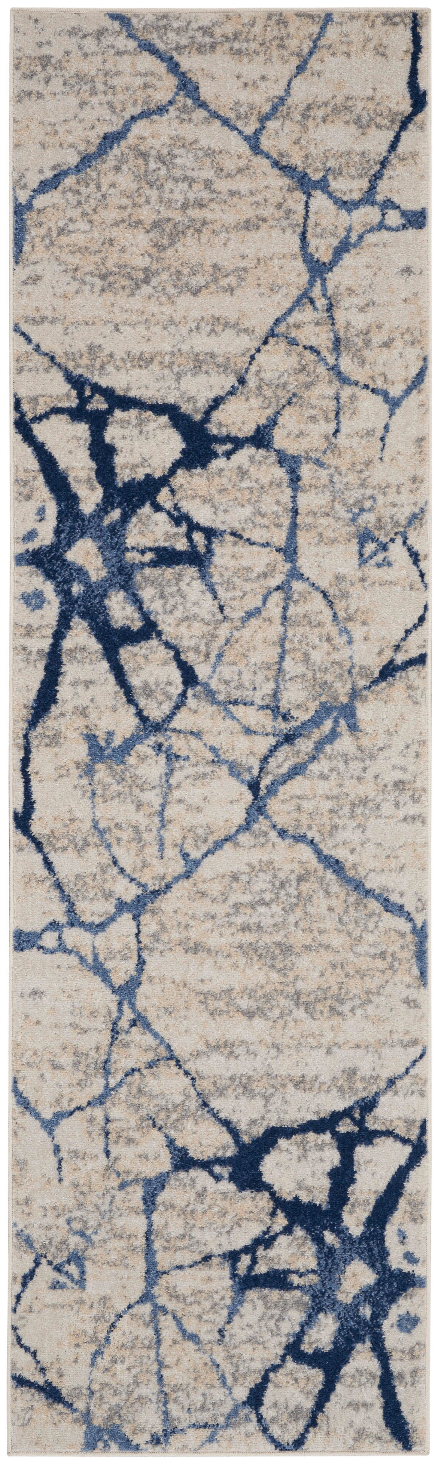 Calvin Klein Calvin Klein River Flow 2'3" x 7'3" Ivory Blue Modern Indoor Rug, Ivory Blue, large