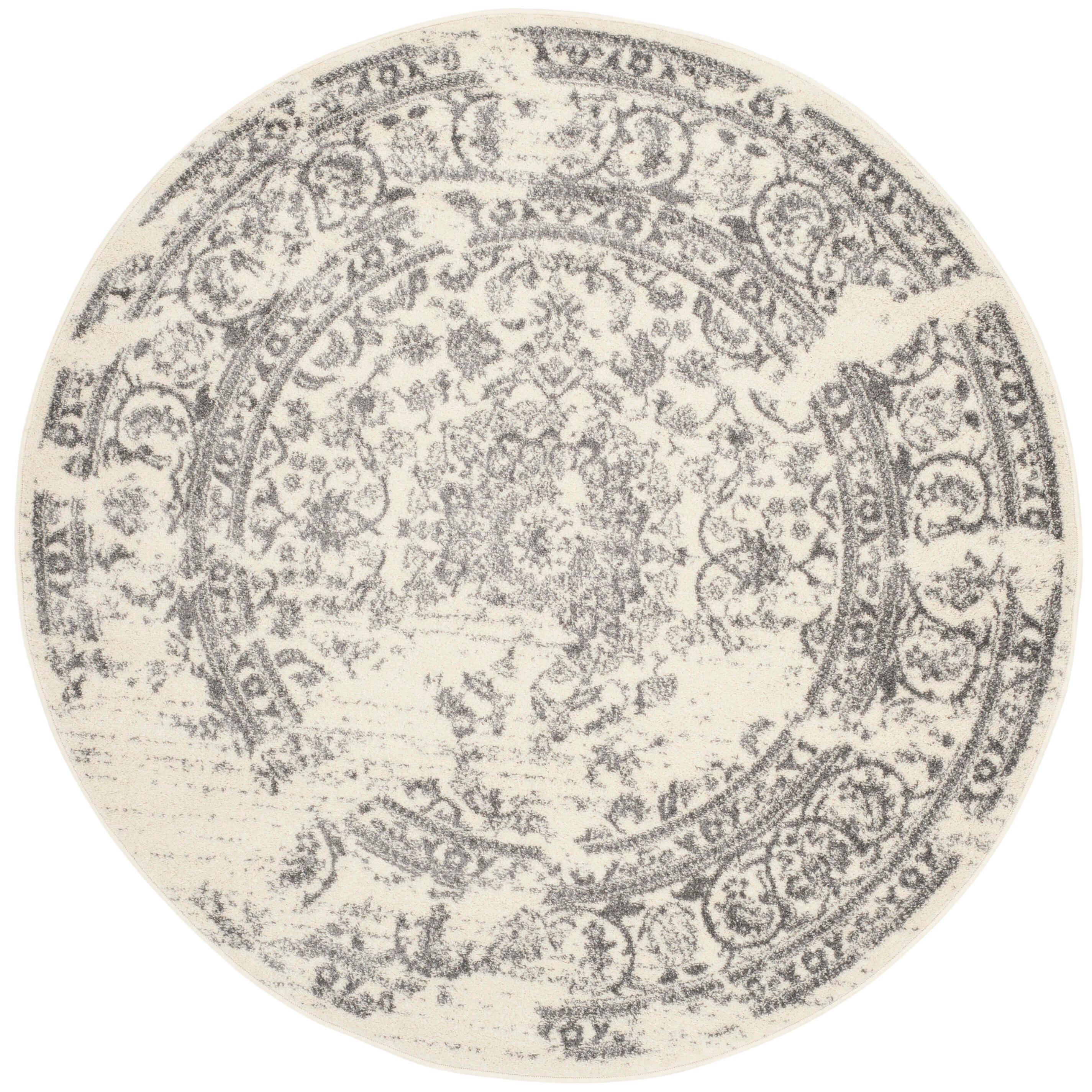 Safavieh Adirondack Adirondack 6' x 6' Round Area Rug, Ivory/Silver, large
