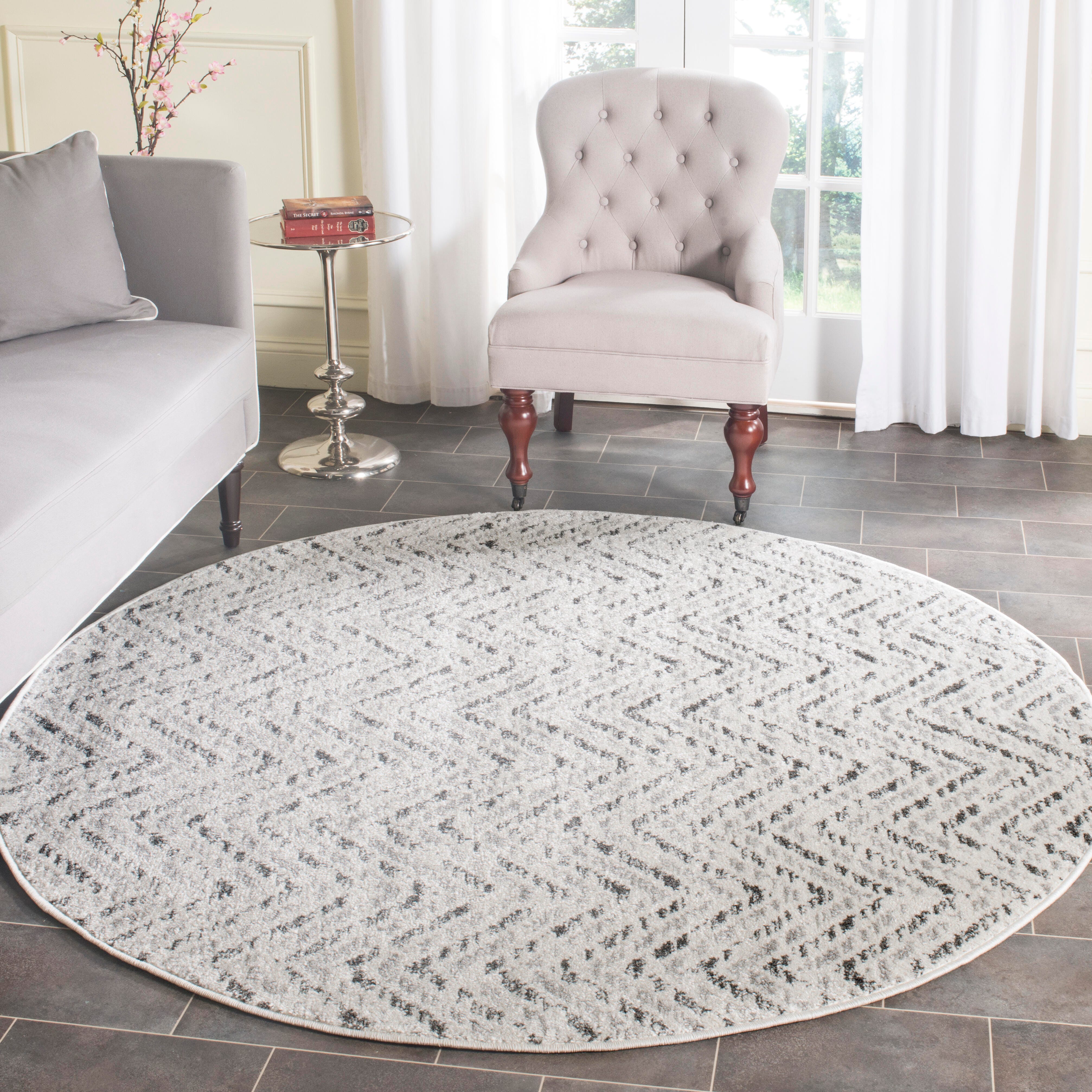 Safavieh Adirondack Adirondack 6' x 6' Round Area Rug, Ivory/Charcoal, rollover