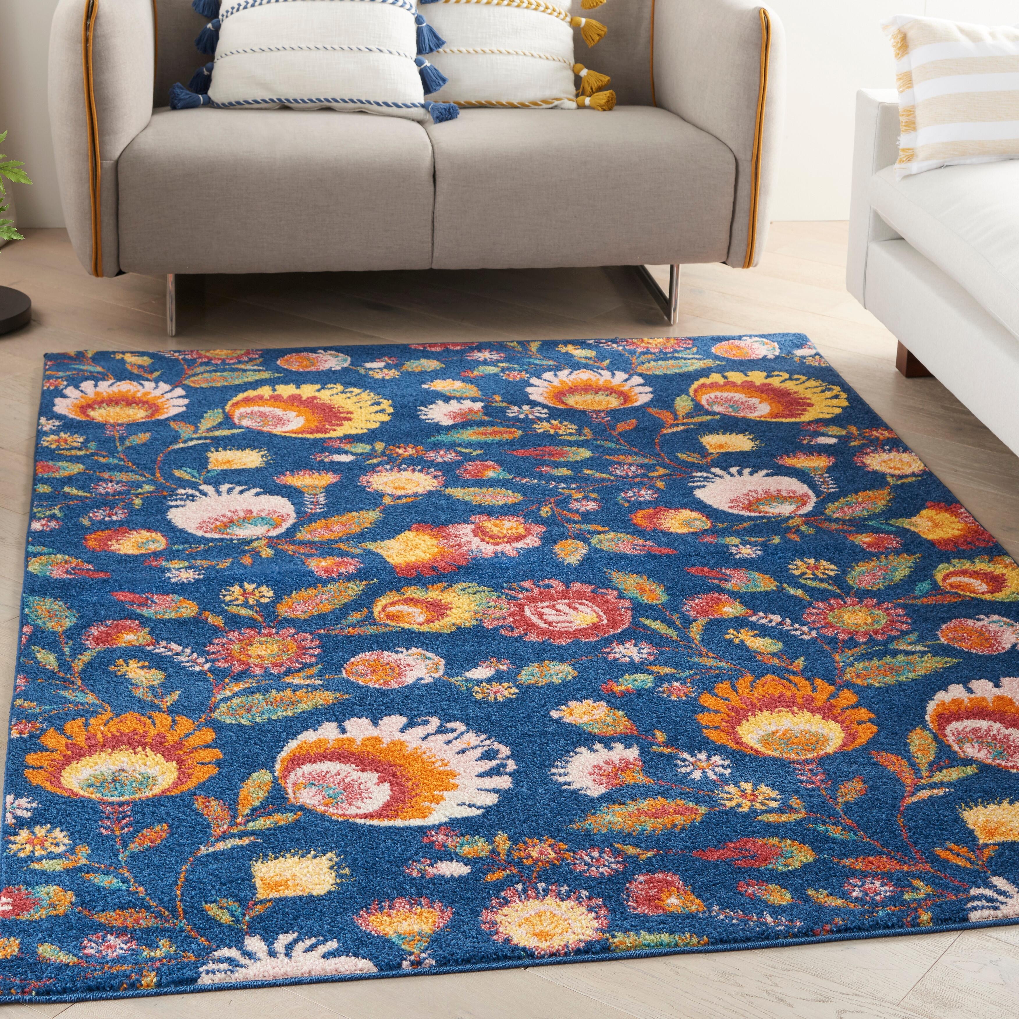 Nourison Home Nourison Allur 5'3" x 7'3" Navy Multicolor Farmhouse Indoor Rug, Navy, rollover