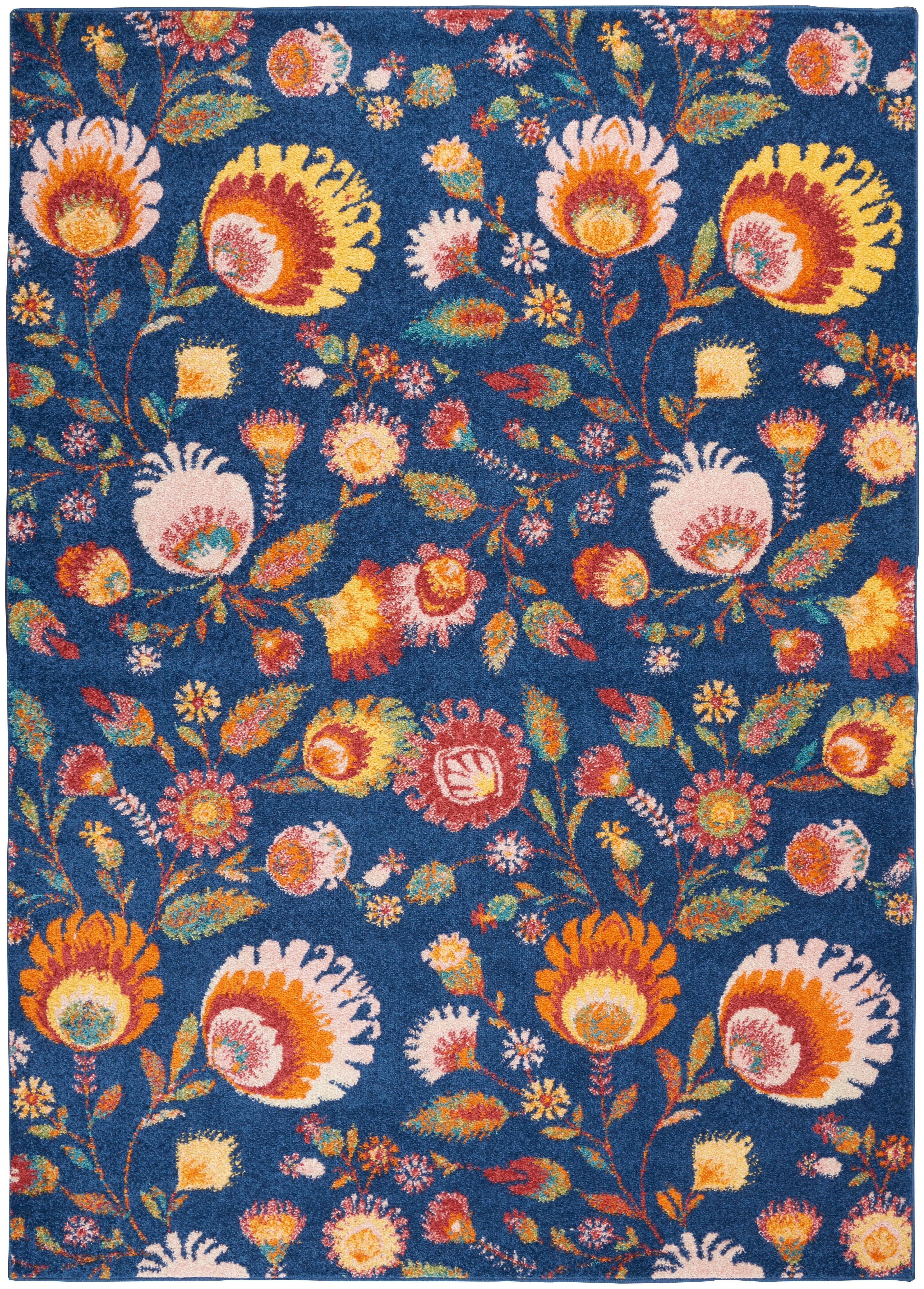 Nourison Home Nourison Allur 5'3" x 7'3" Navy Multicolor Farmhouse Indoor Rug, Navy, large