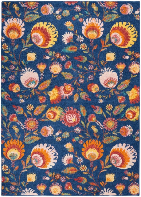 Nourison Home Allur 5'3" x 7'3" Navy Multicolor Farmhouse Indoor Rug, Navy