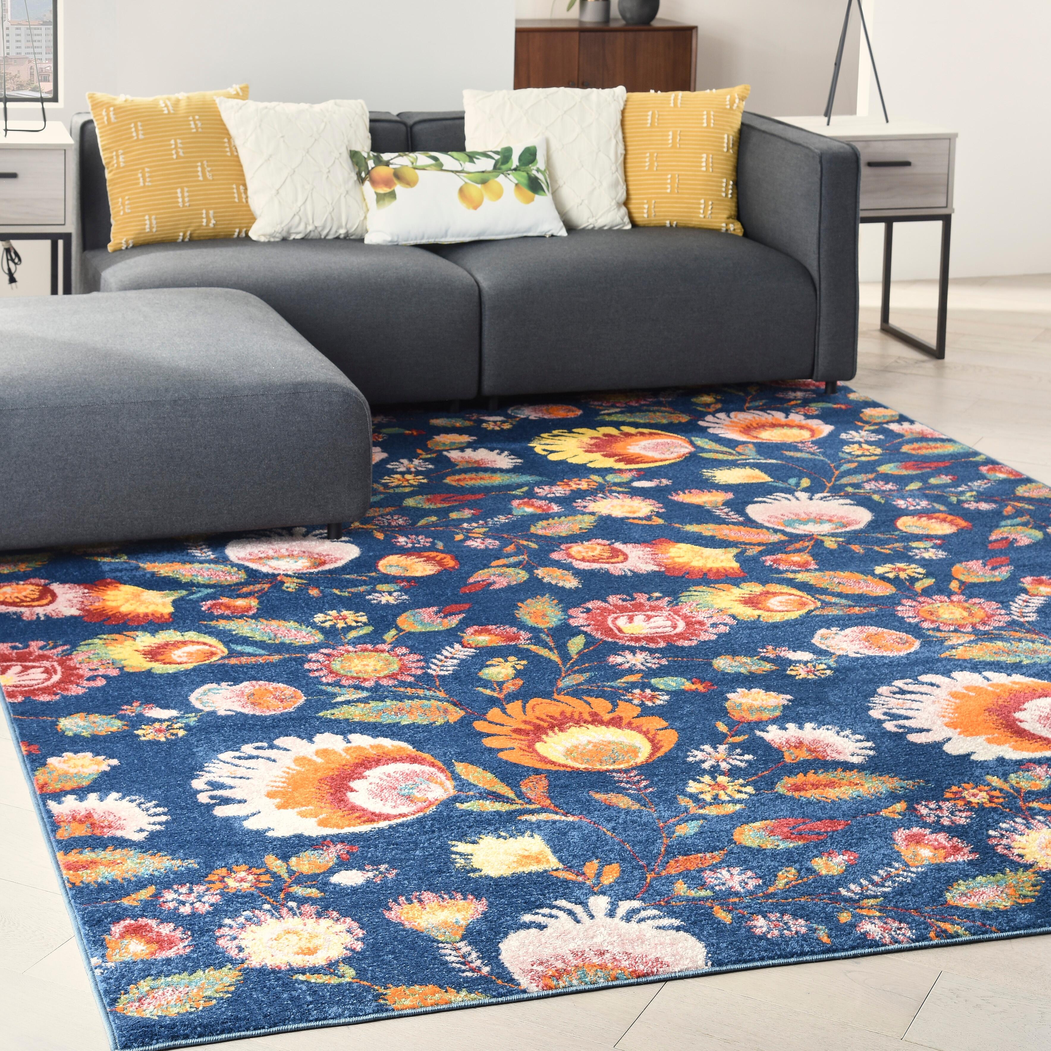 Nourison Home Nourison Allur 7'10" x 9'10" Navy Multicolor Farmhouse Indoor Rug, Navy, rollover