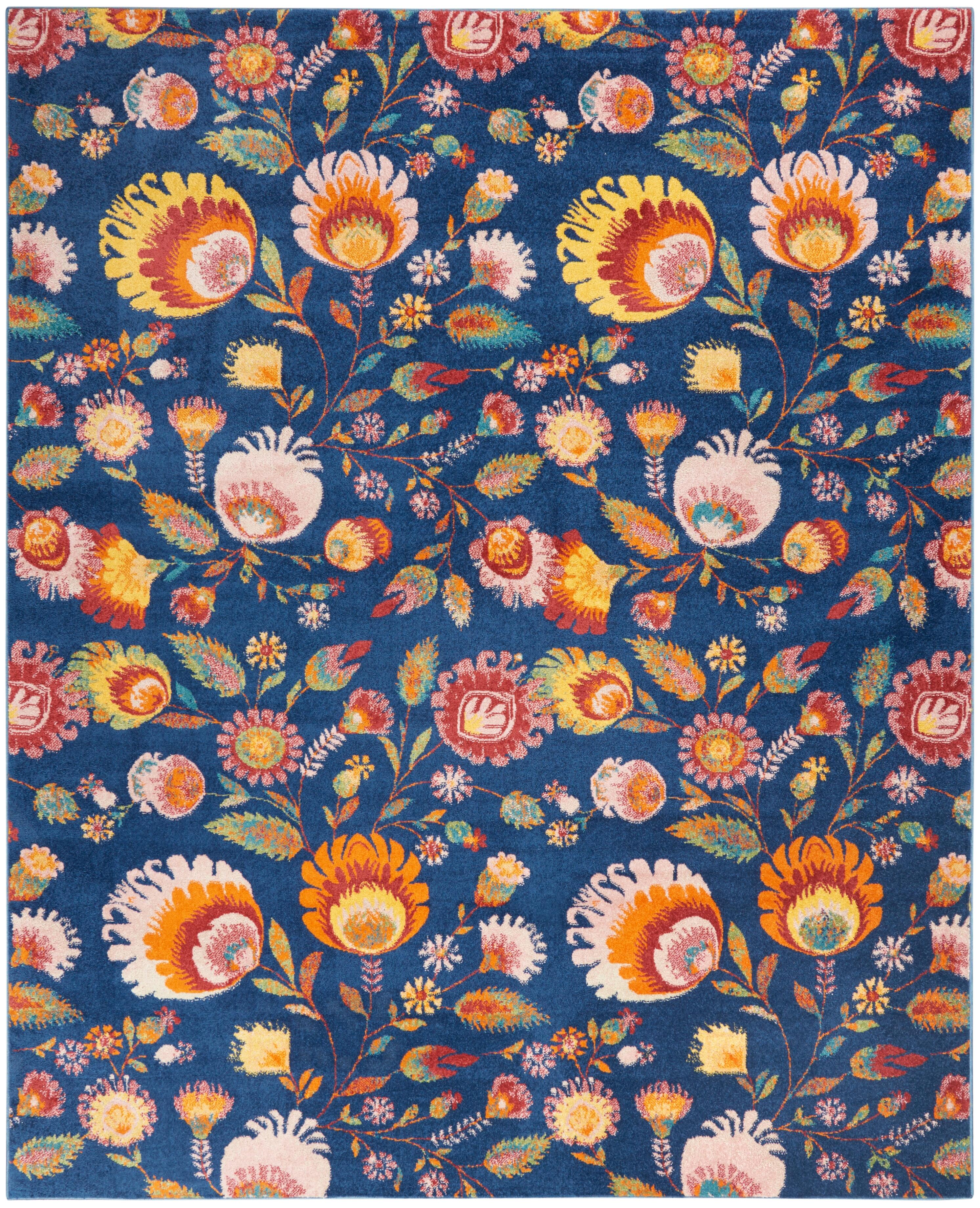 Nourison Home Nourison Allur 7'10" x 9'10" Navy Multicolor Farmhouse Indoor Rug, Navy, large