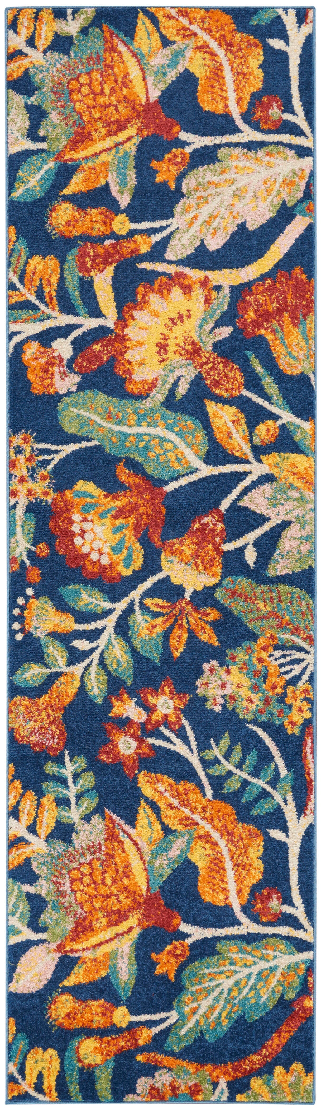 Nourison Home Nourison Allur 2'3" x 7'6" Navy Multicolor Bohemian Indoor Rug, Navy, large