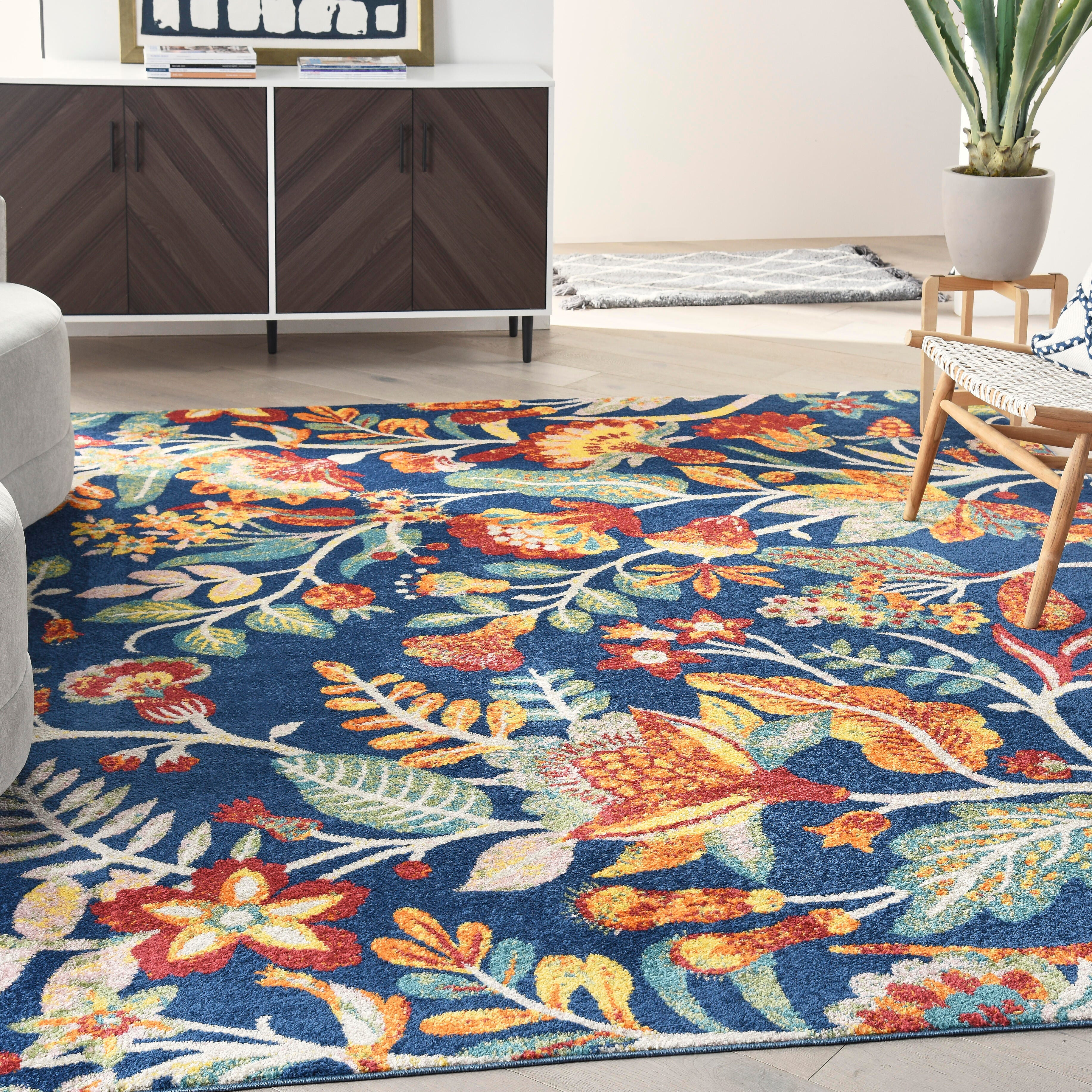Nourison Home Nourison Allur 7'10" x 9'10" Navy Multicolor Bohemian Indoor Rug, Navy, rollover