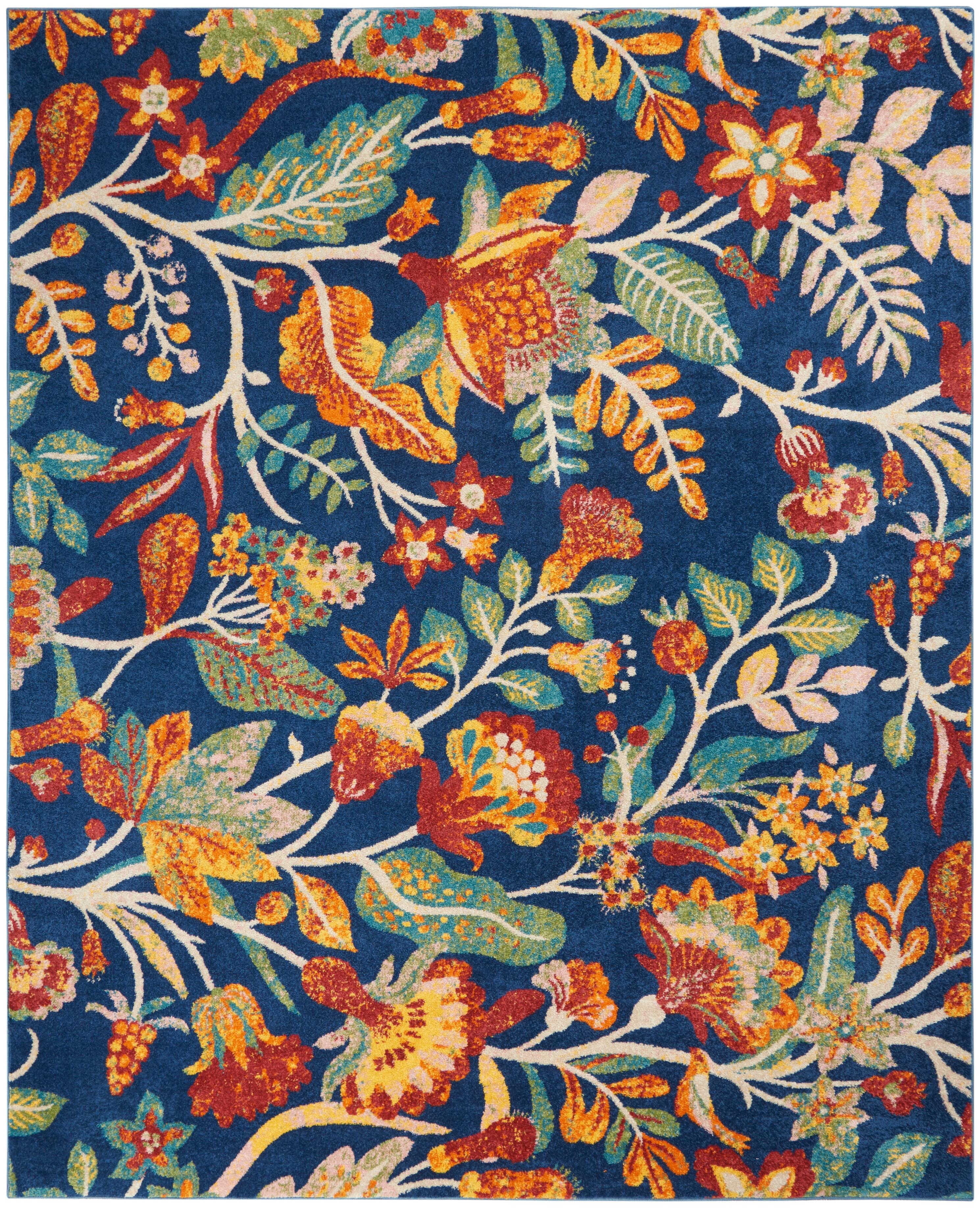 Nourison Home Nourison Allur 7'10" x 9'10" Navy Multicolor Bohemian Indoor Rug, Navy, large