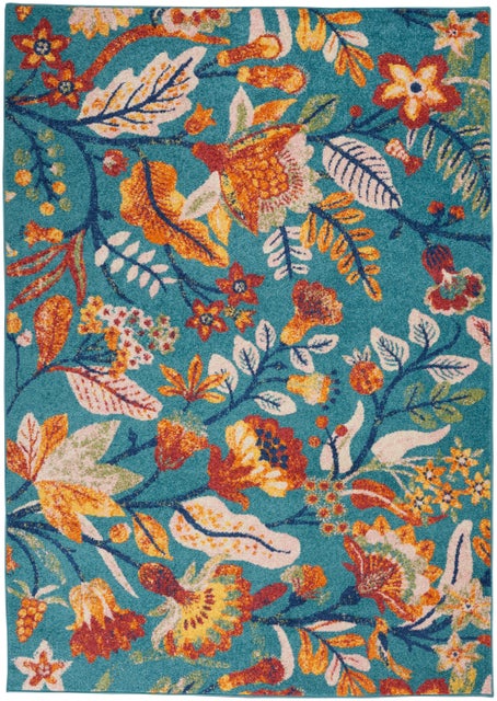 Nourison Home Allur 5'3" x 7'3" Turquoise Multicolor Bohemian Indoor Rug, Turquoise