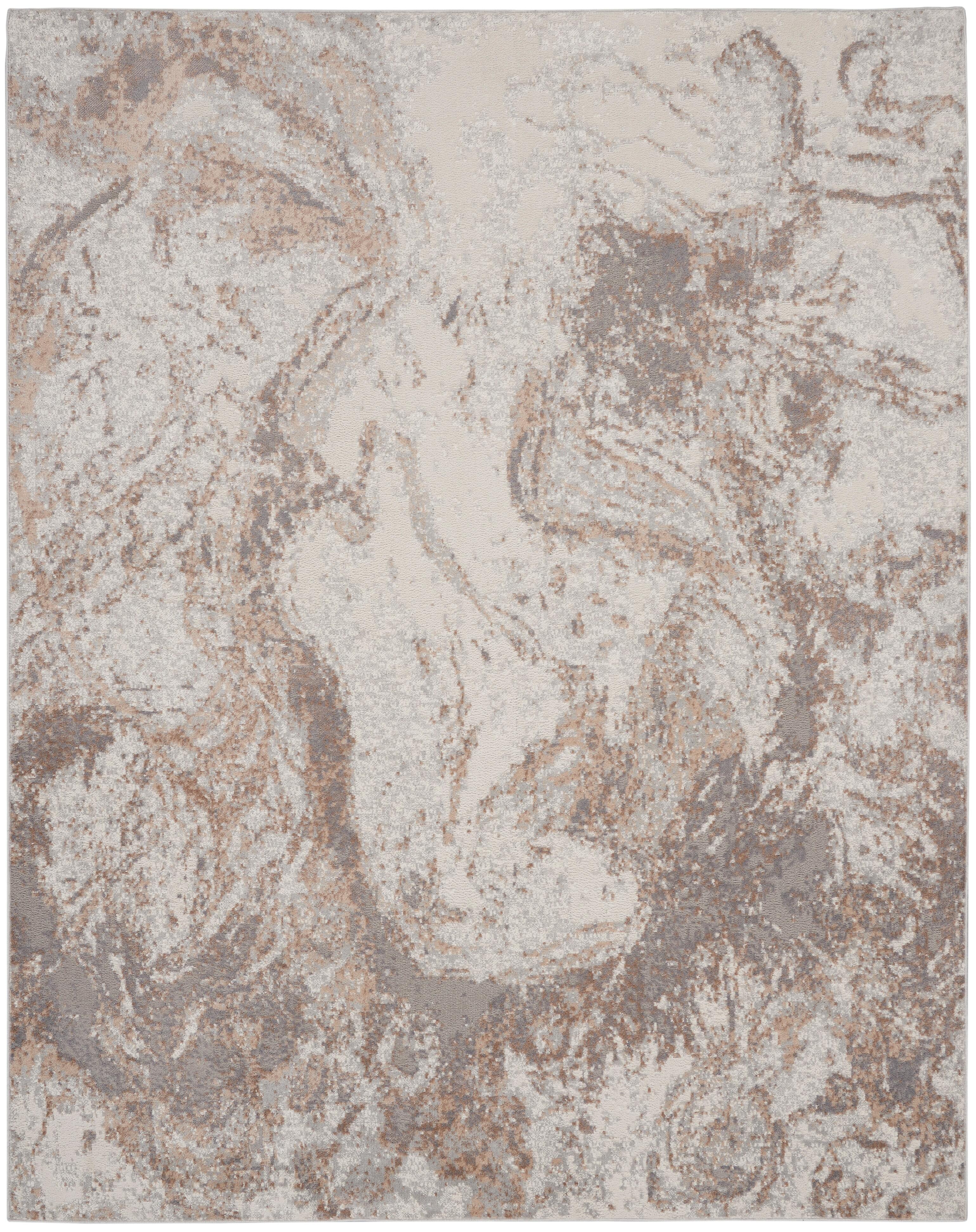 Nourison Home Nourison Elation 7'10" x 9'10" Ivory Grey Modern Indoor Rug, Cream, large