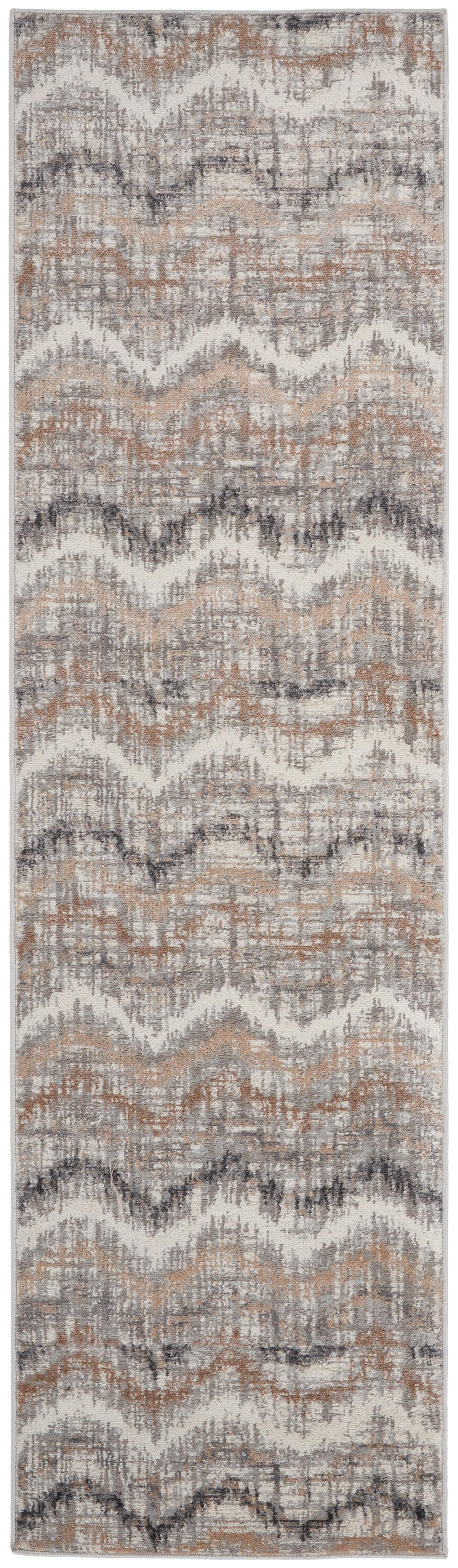 Nourison Nourison Elation 2'3" x 7'6" Grey Ivory Modern Indoor Rug, Gray, large