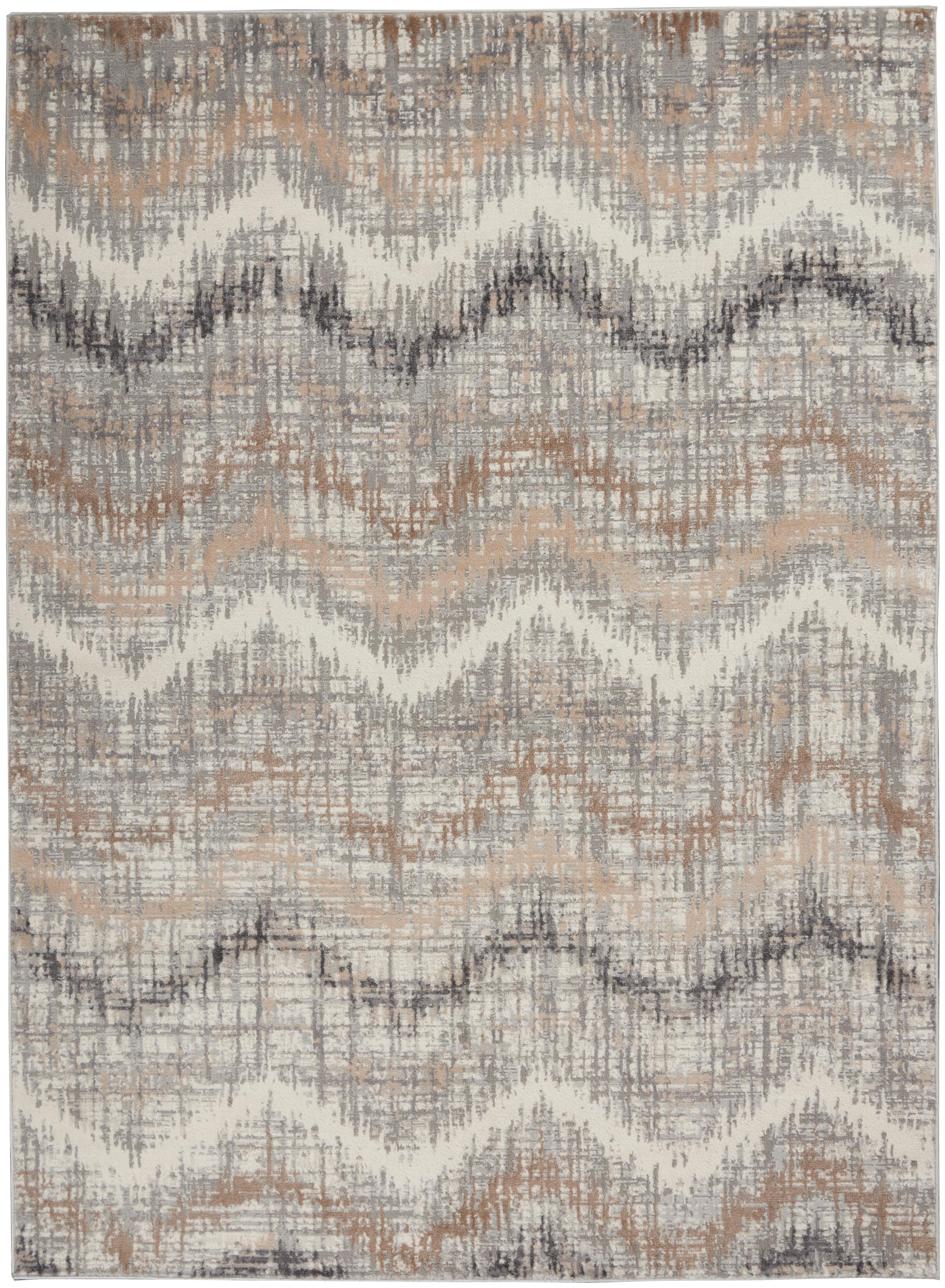 Nourison Nourison Elation 4' x 6' Grey Ivory Modern Indoor Rug, Gray, large