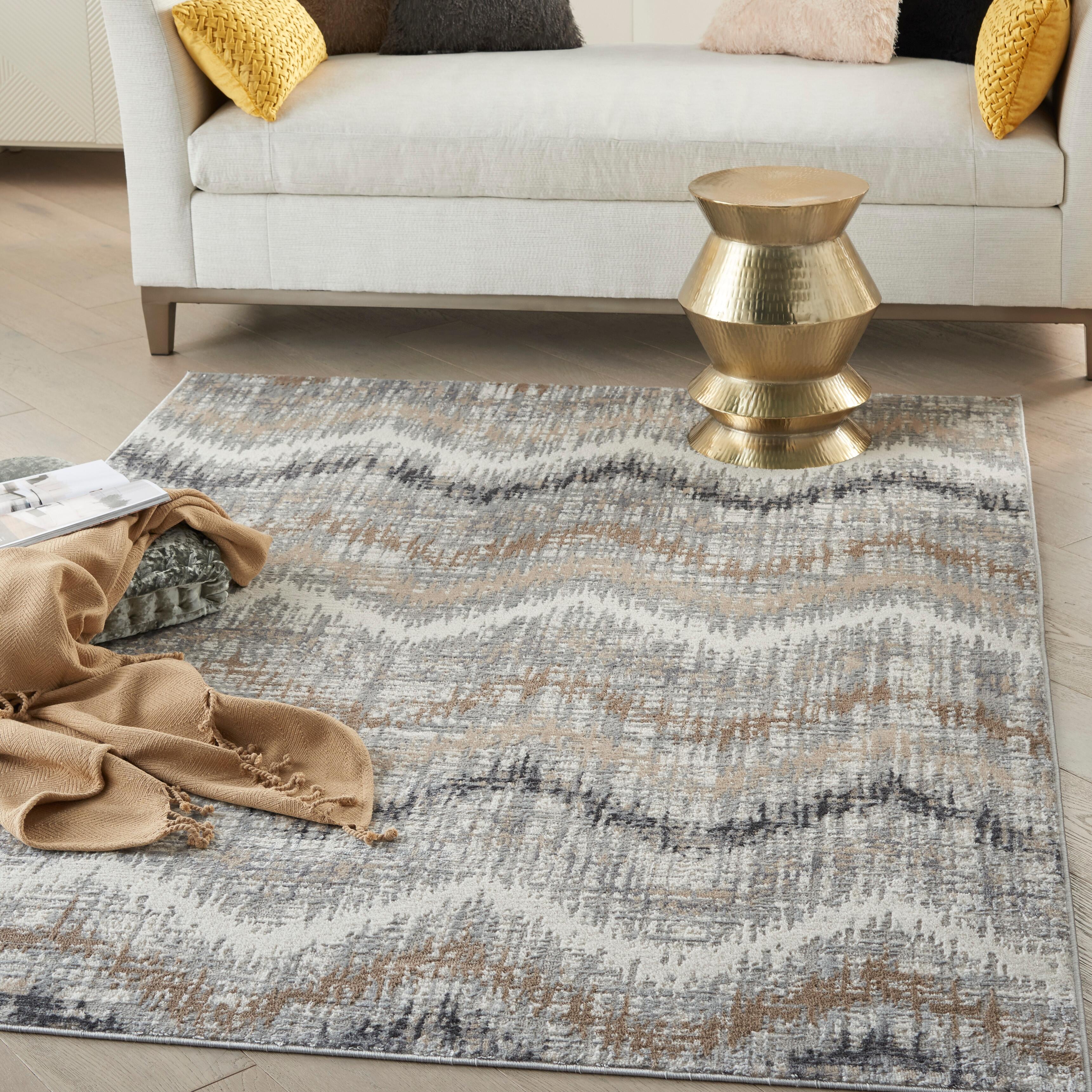 Nourison Nourison Elation 5'3" x 7'3" Grey Ivory Modern Indoor Rug, Gray, rollover