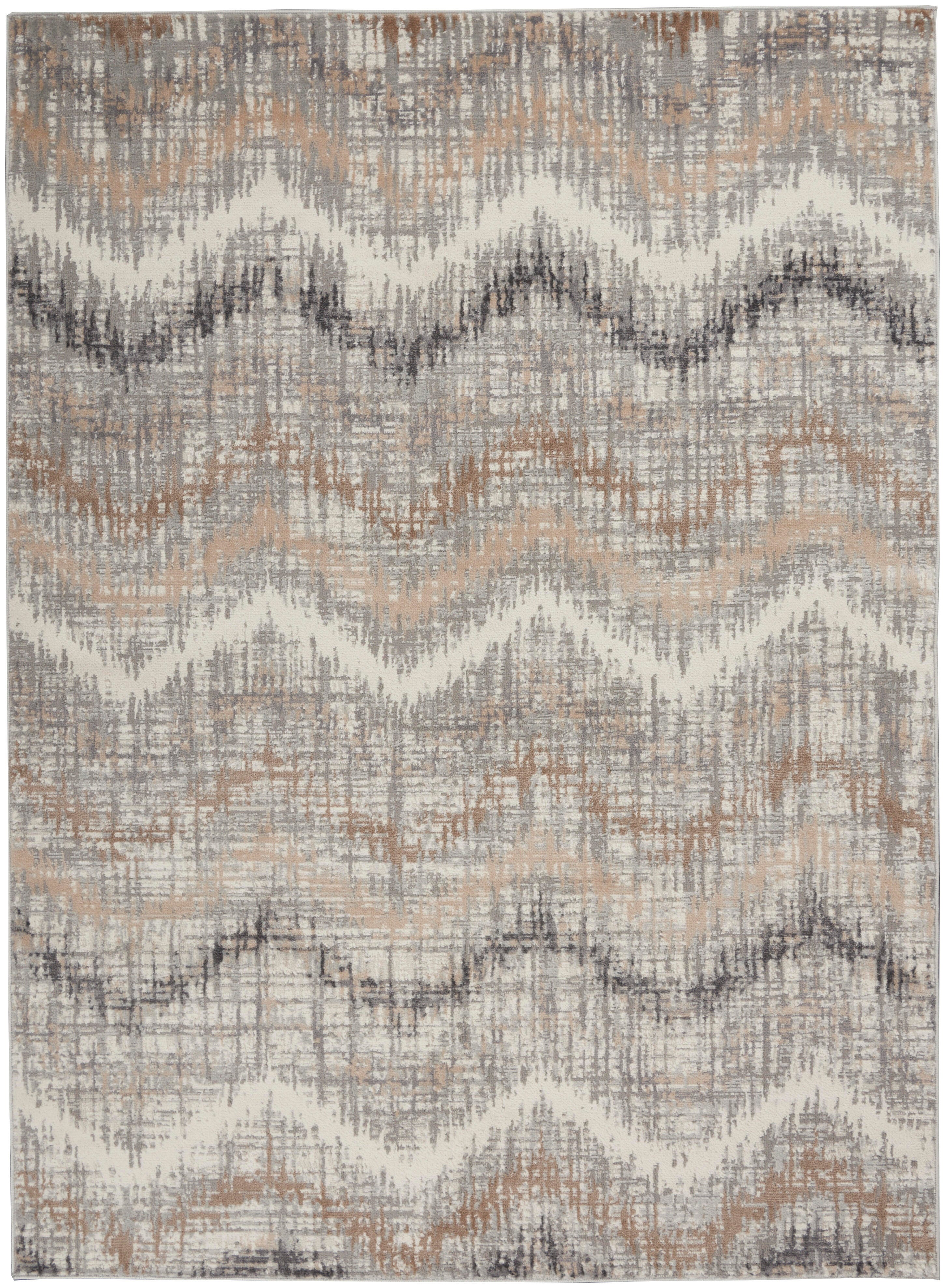 Nourison Nourison Elation 5'3" x 7'3" Grey Ivory Modern Indoor Rug, Gray, large