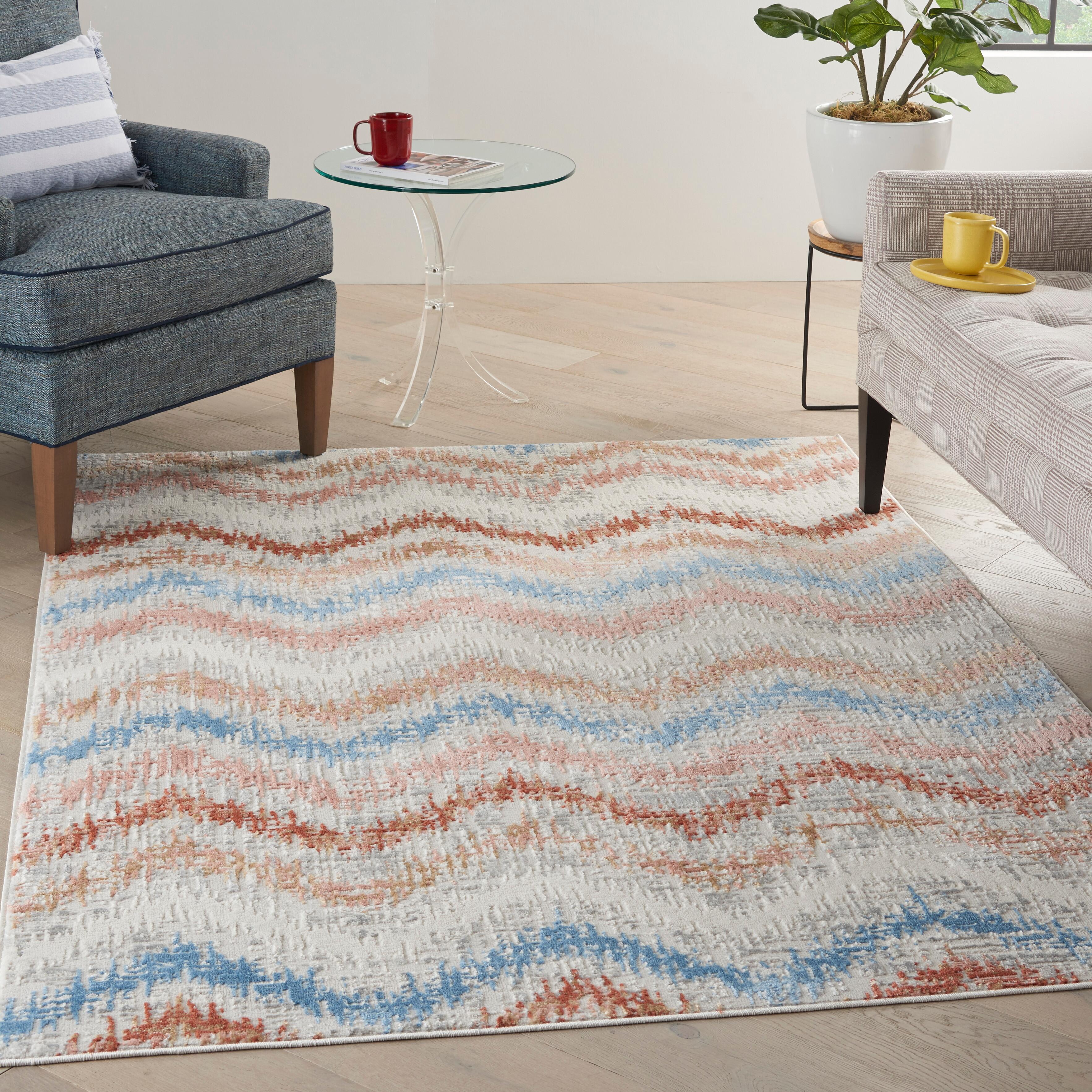 Nourison Nourison Elation 5'3" x 7'3" Ivory Multicolor Modern Indoor Rug, Ivory, rollover